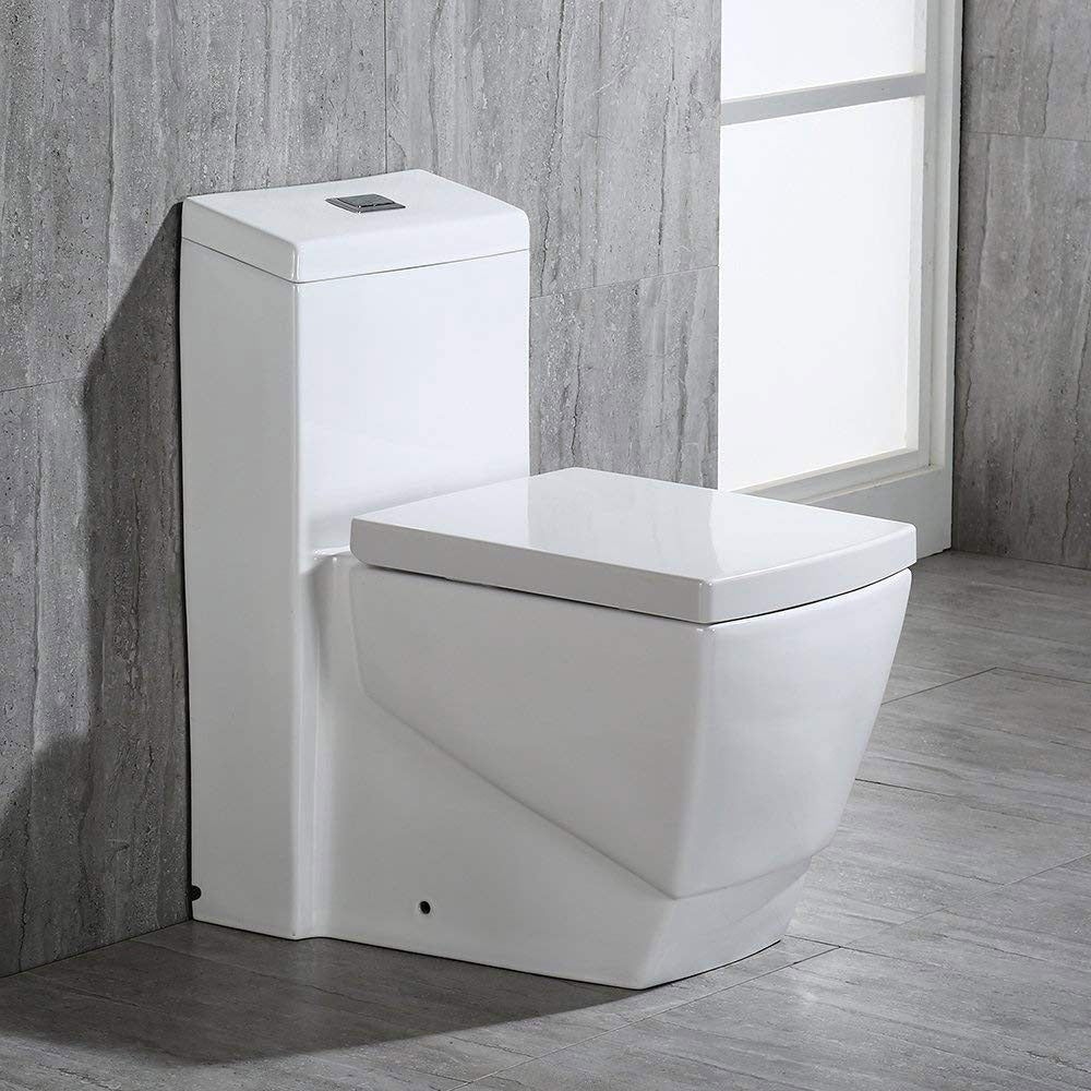 WOODBRIDGE Modern Square Design One Piece Dual Flush 1.28 GP Toilet,Chair Height with Soft Closing Seat, T0020