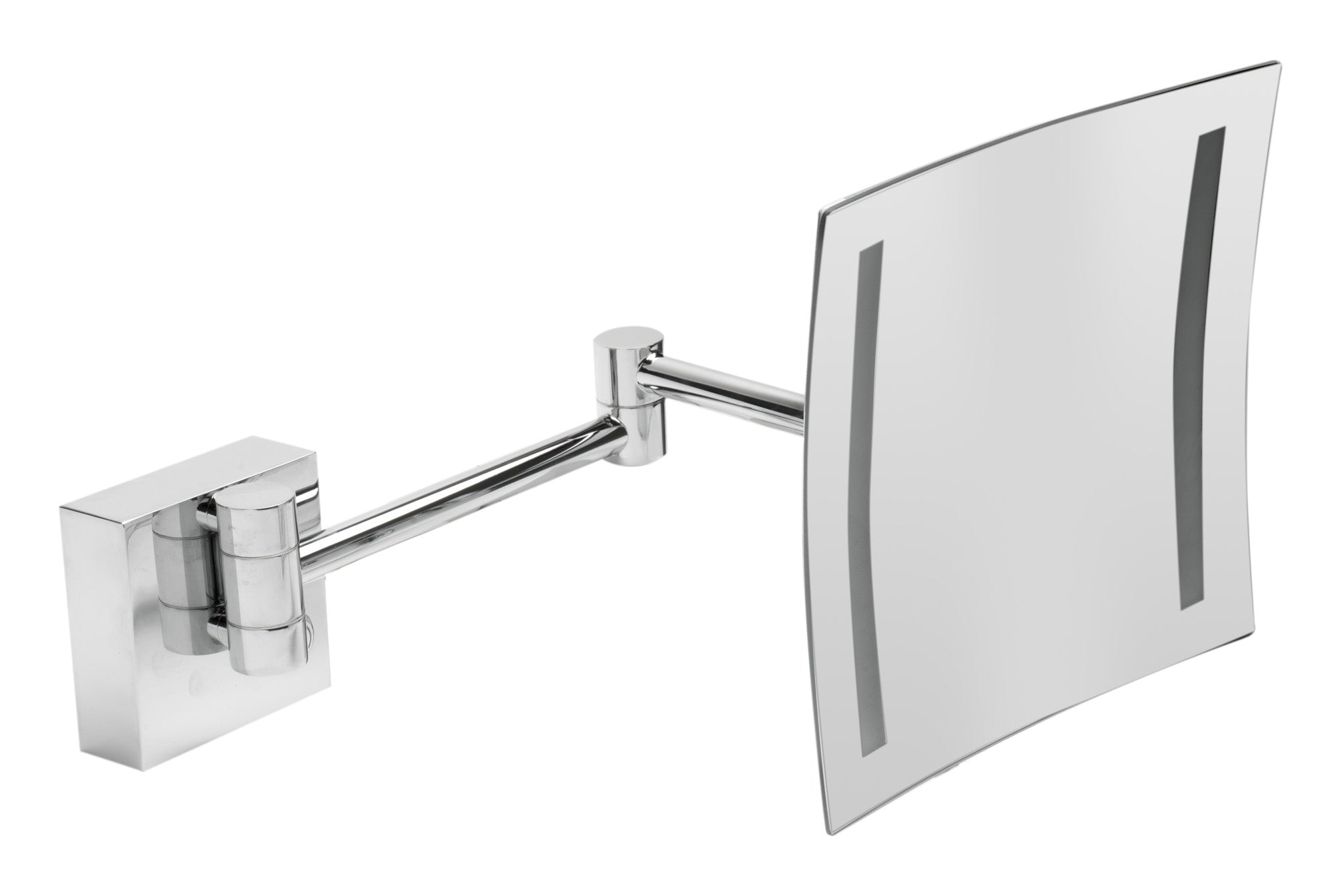 ALFI brand ABM8WLED Wall Mount Square 8" 5x Magnifying Cosmetic Mirror with Light