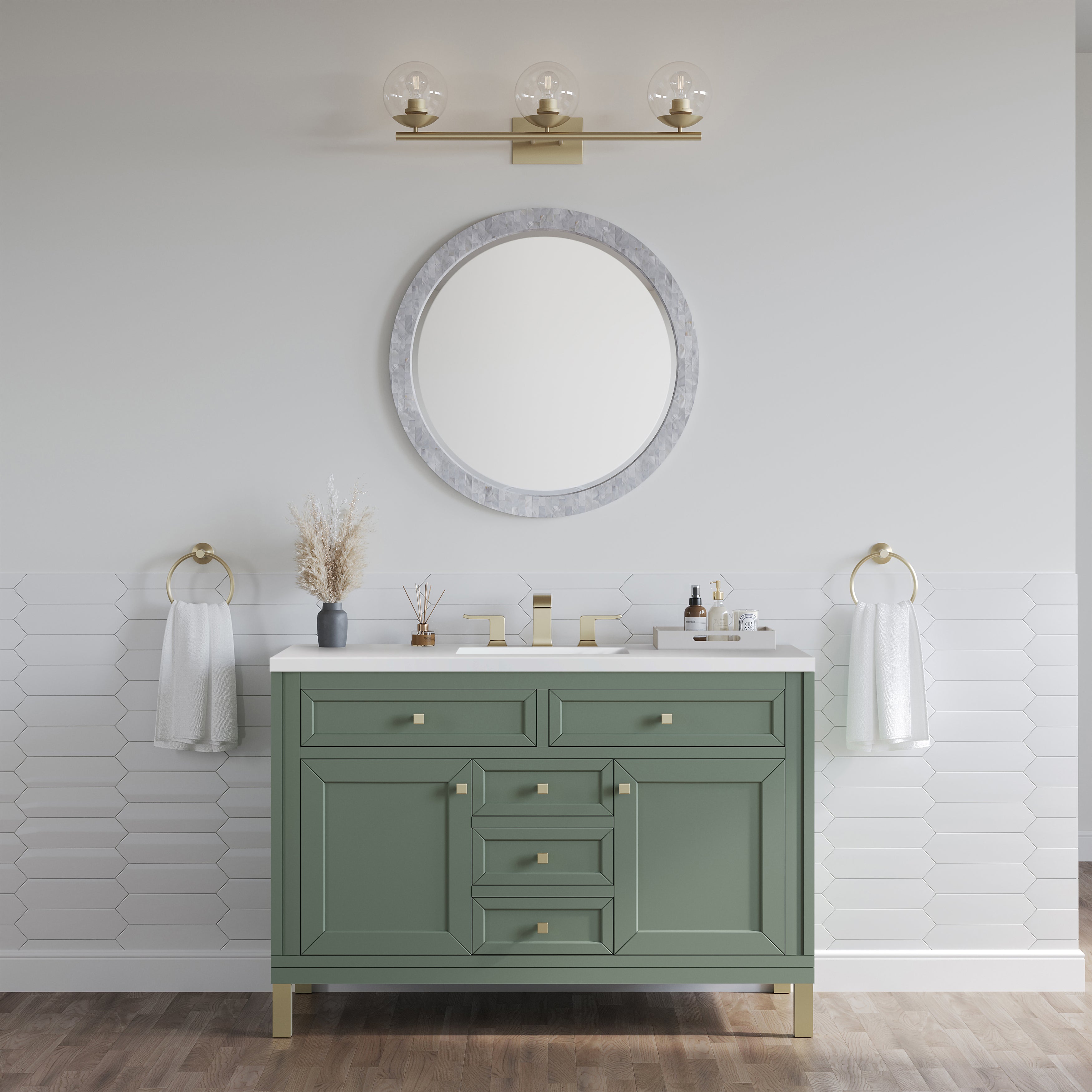 James Martin Chicago 48" Single Vanity in Smokey Celadon with 3cm Countertop