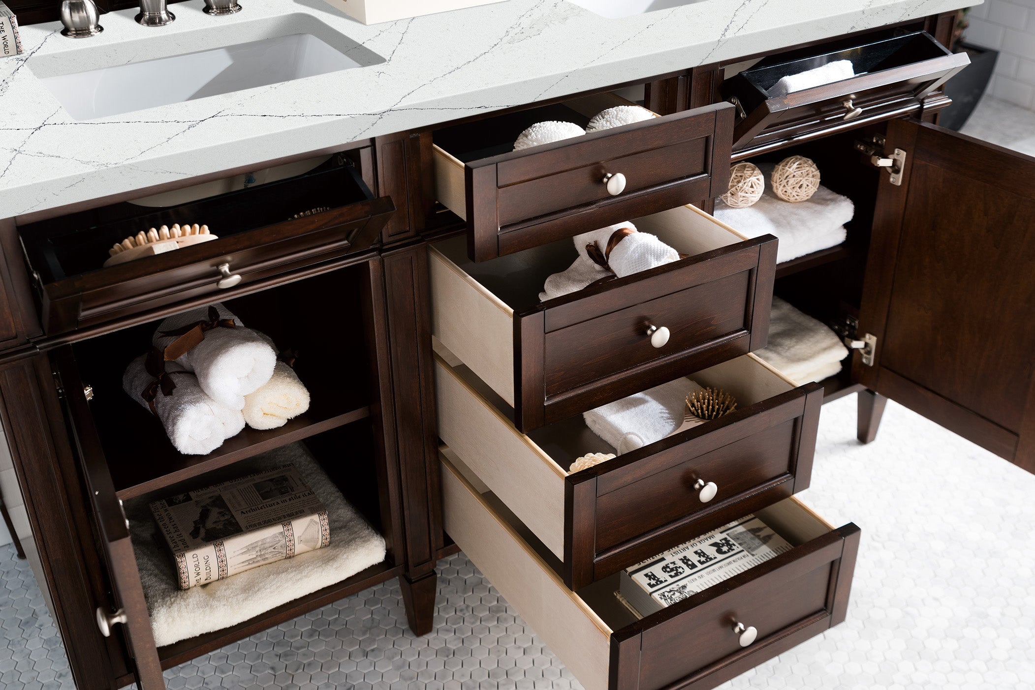 James Martin Brittany 60" Double Vanity in Burnished Mahogany with 3cm Countertop