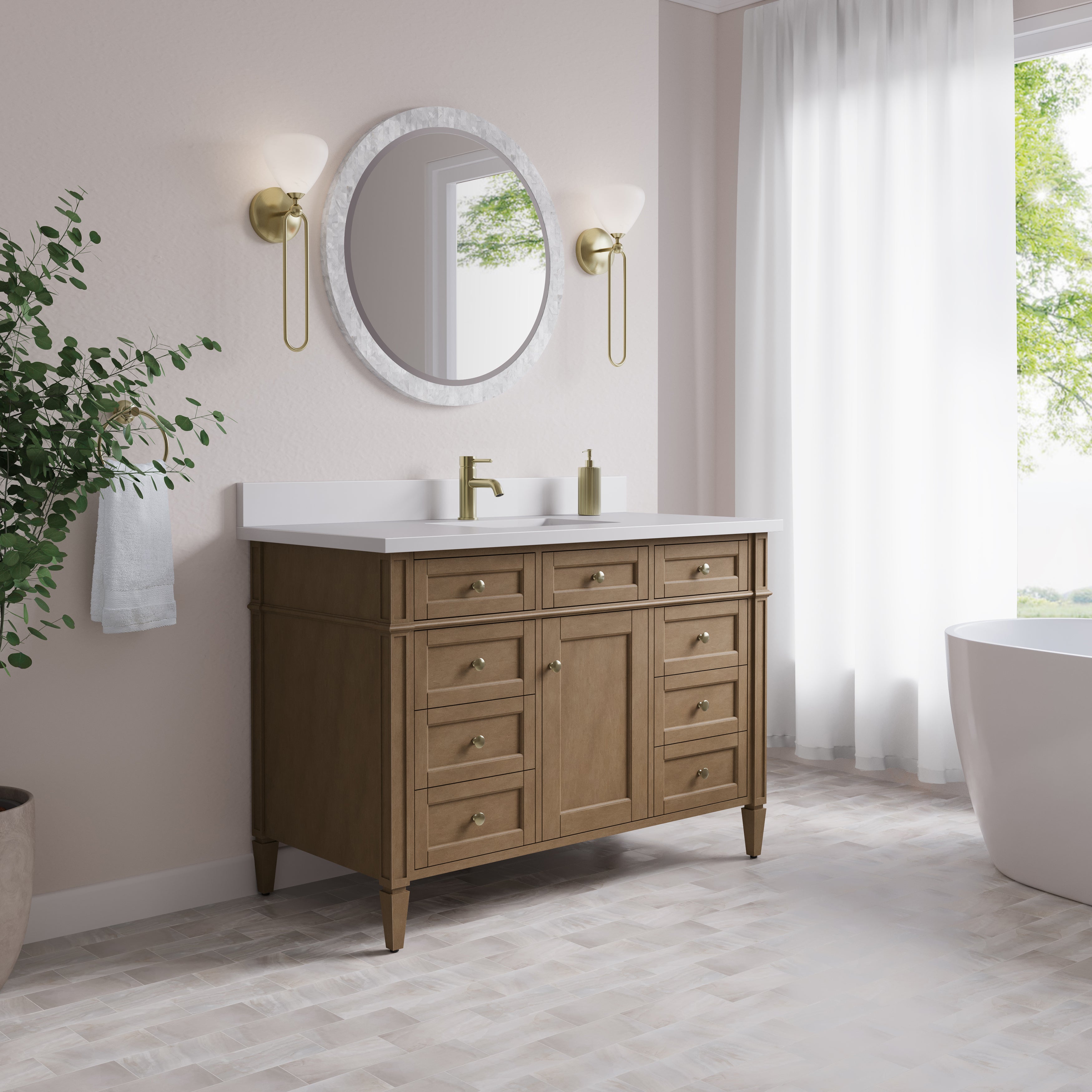 James Martin Brittany 48" Single Vanity in Pecan with 3cm Countertop