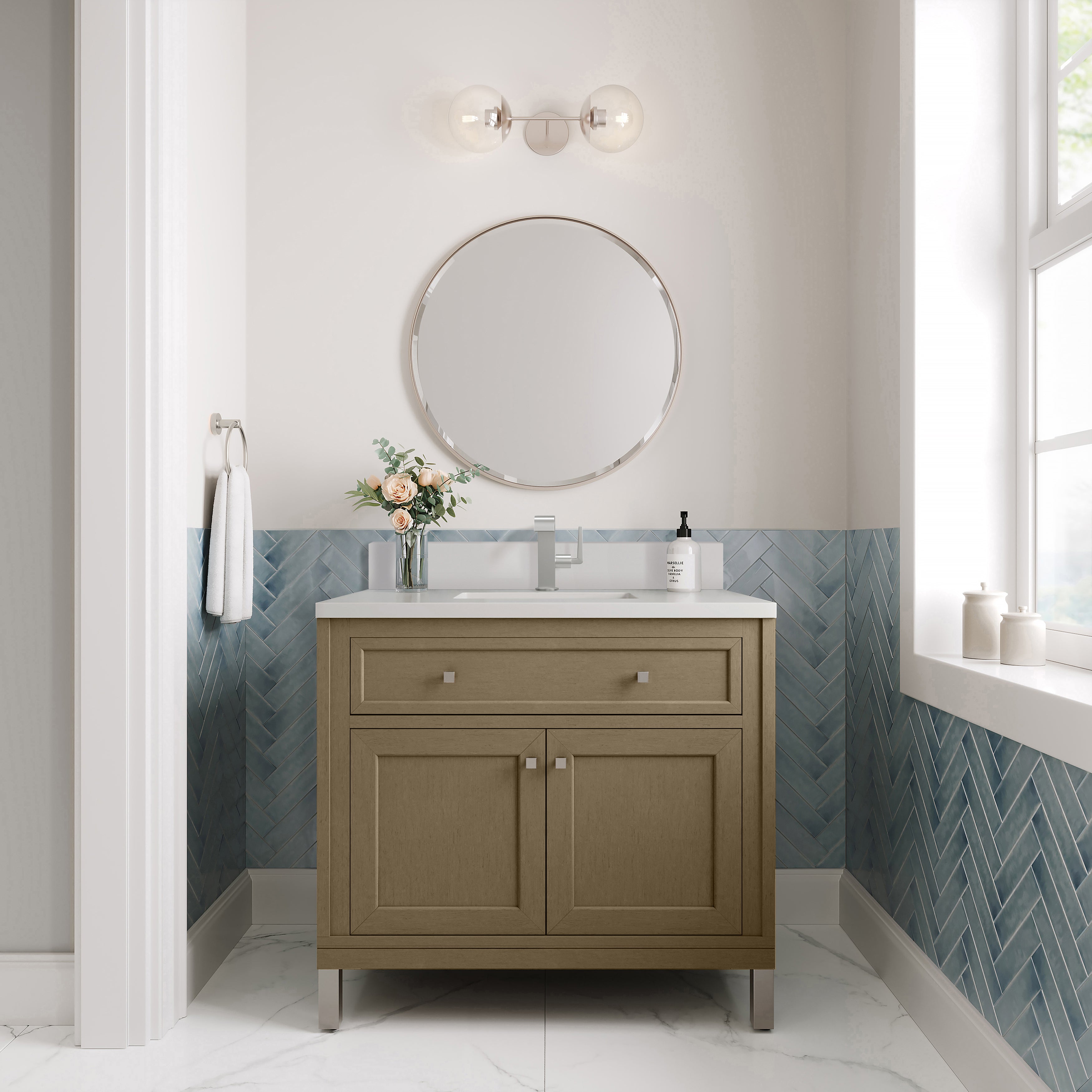 James Martin Chicago 36" Single Vanity in Walnut Whisper with 3cm Countertop