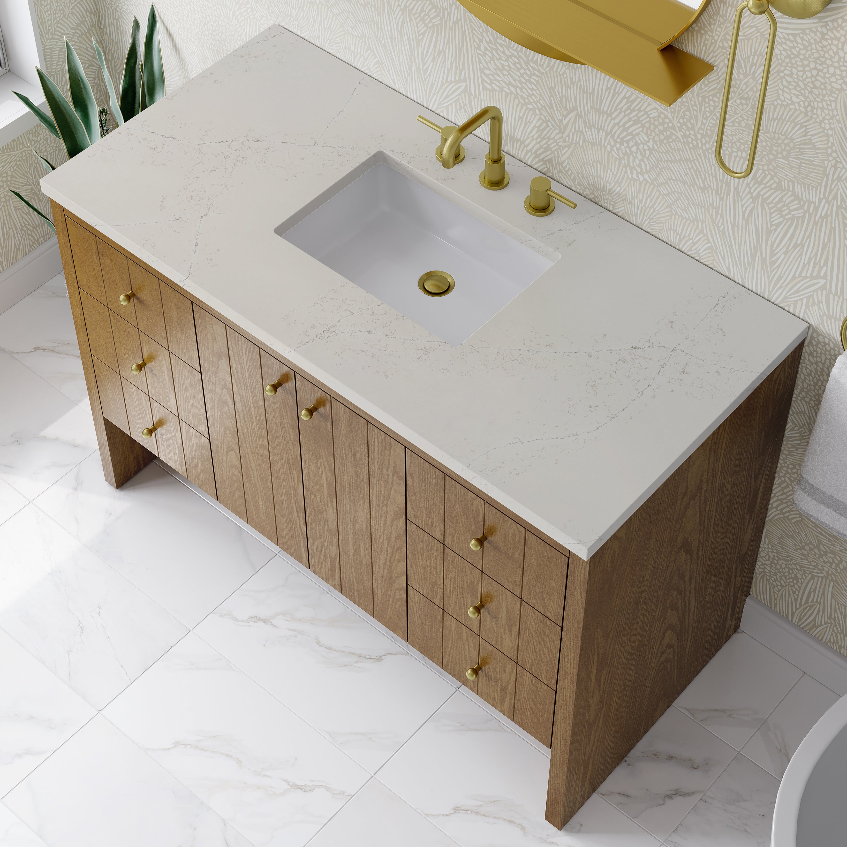 James Martin Hudson 48" Single Vanity in Honey Oak with 3cm Countertop