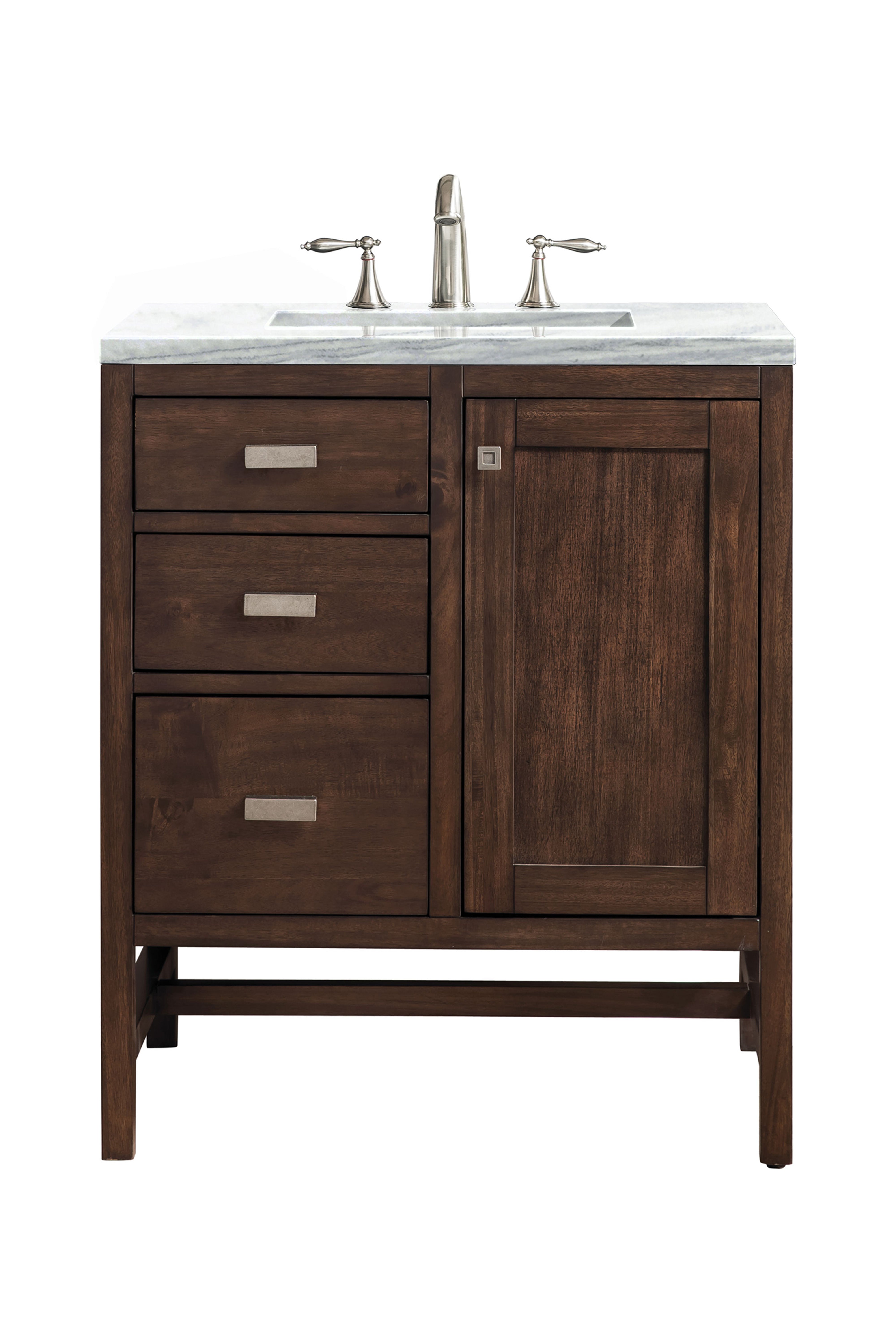 James Martin Addison 30" Single Vanity in Mid-Century Acacia with 3cm Countertop