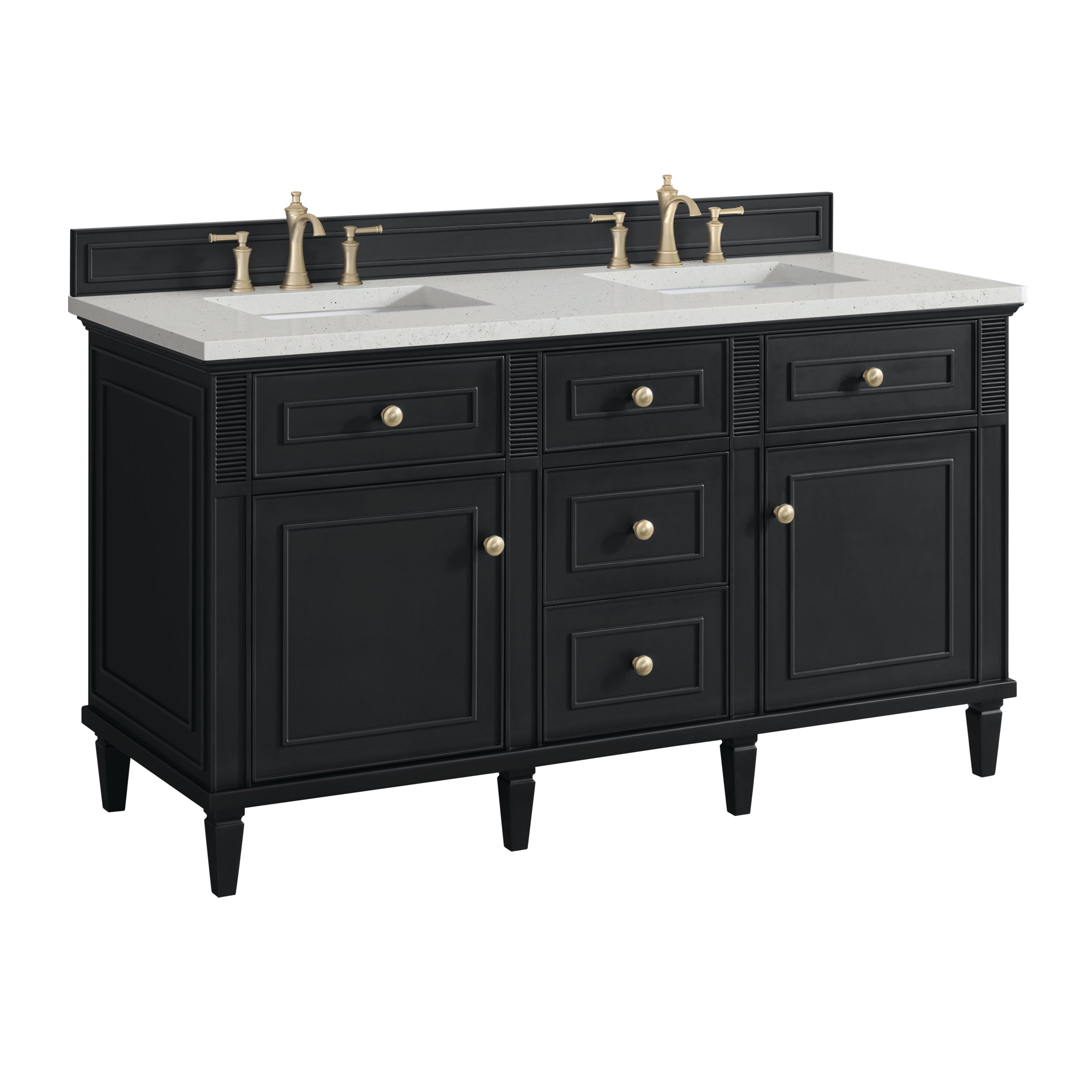 James Martin Lorelai 60" Double Vanity in Black Onyx with 3cm Countertop