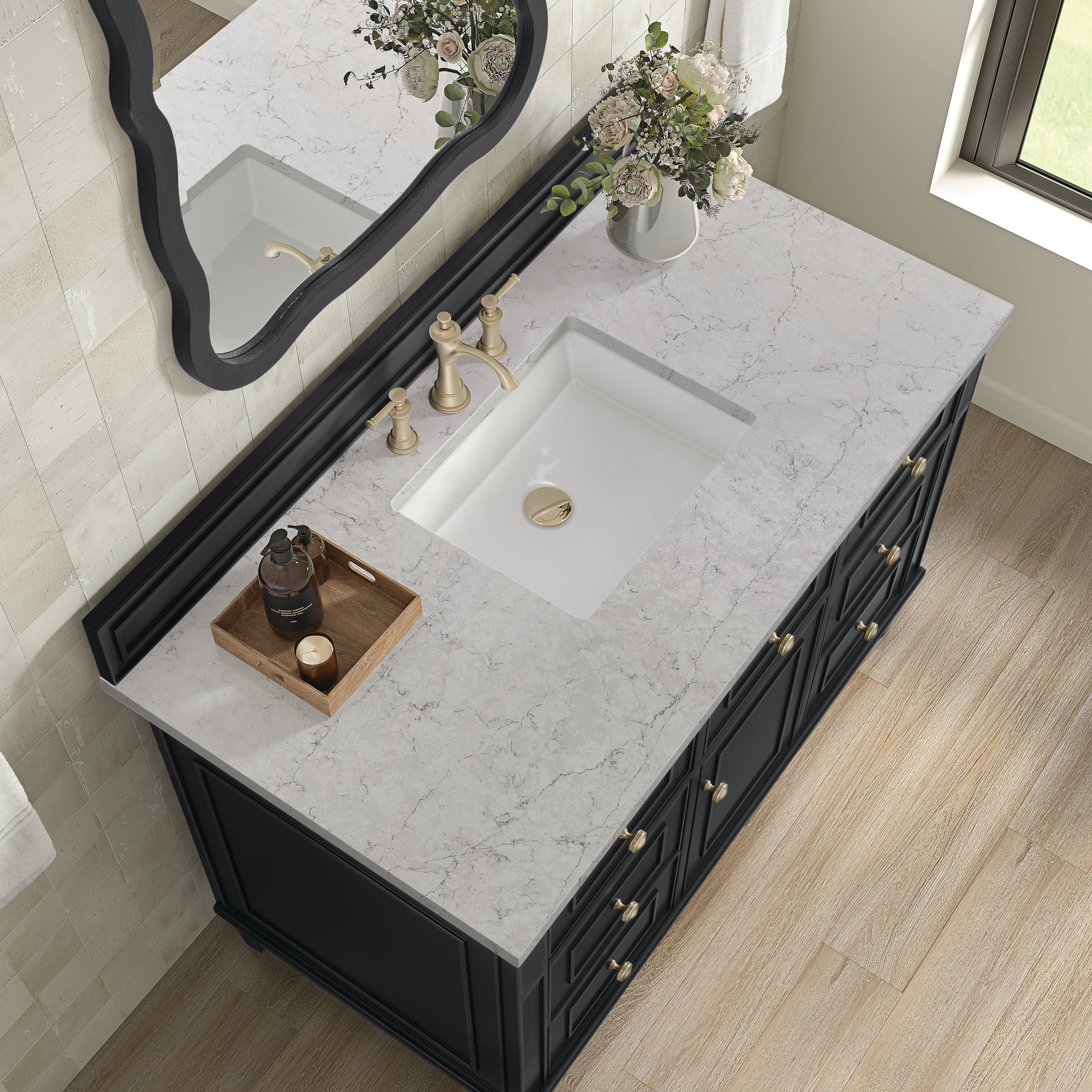 James Martin Lorelai 48" Single Vanity in Black Onyx with 3cm Countertop
