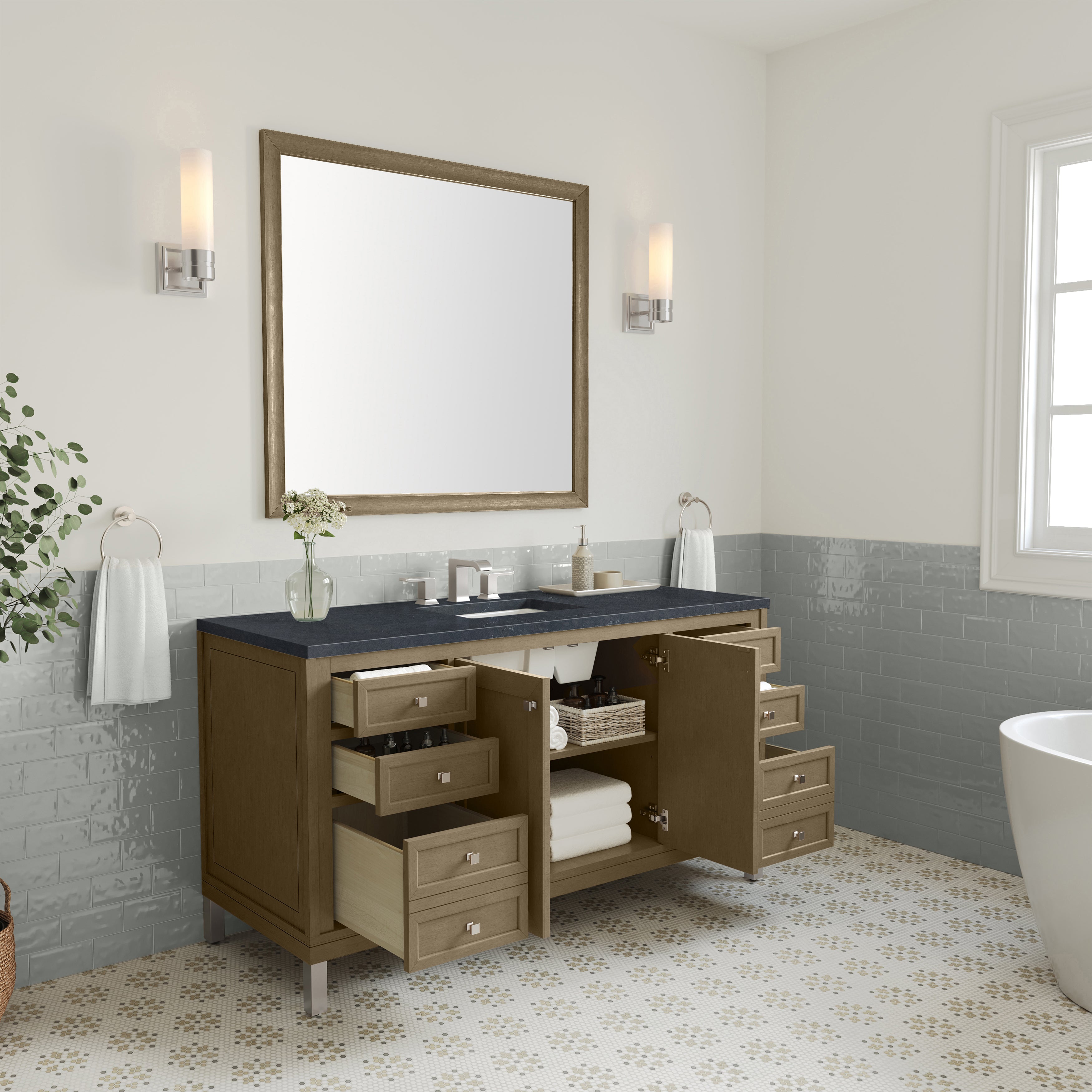 James Martin Chicago 60" Single Vanity in Walnut Whisper with 3cm Countertop