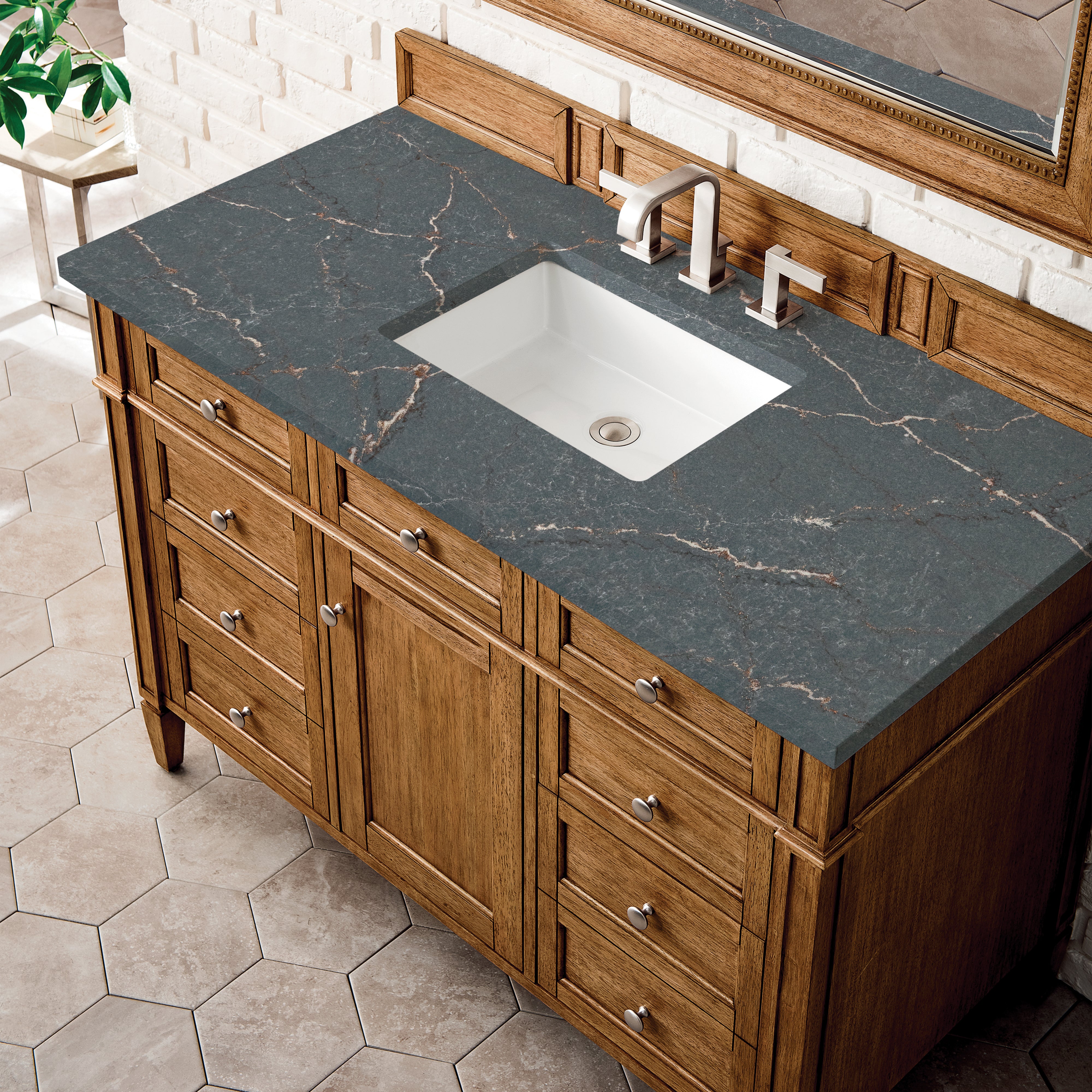 James Martin Brittany 48" Single Vanity in Saddle Brown with with 3cm Countertop