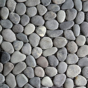Round Pebble Mosaic Black Stone Honed