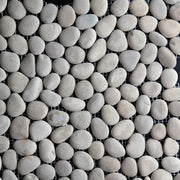 Round Pebble Mosaic Mini Beige Stone Honed