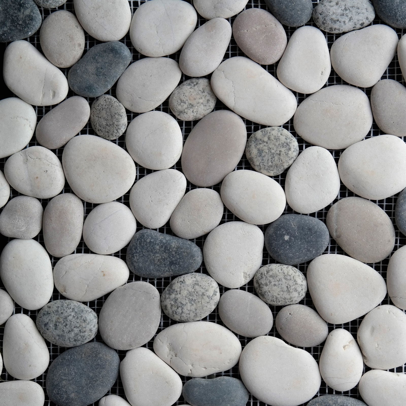 Round Pebble Mosaic Mixed Stone Honed