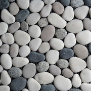 Round Pebble Mosaic Mixed Stone Honed