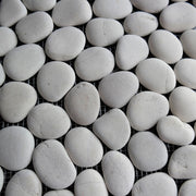 Round Pebble Mosaic Light Beige Stone Honed
