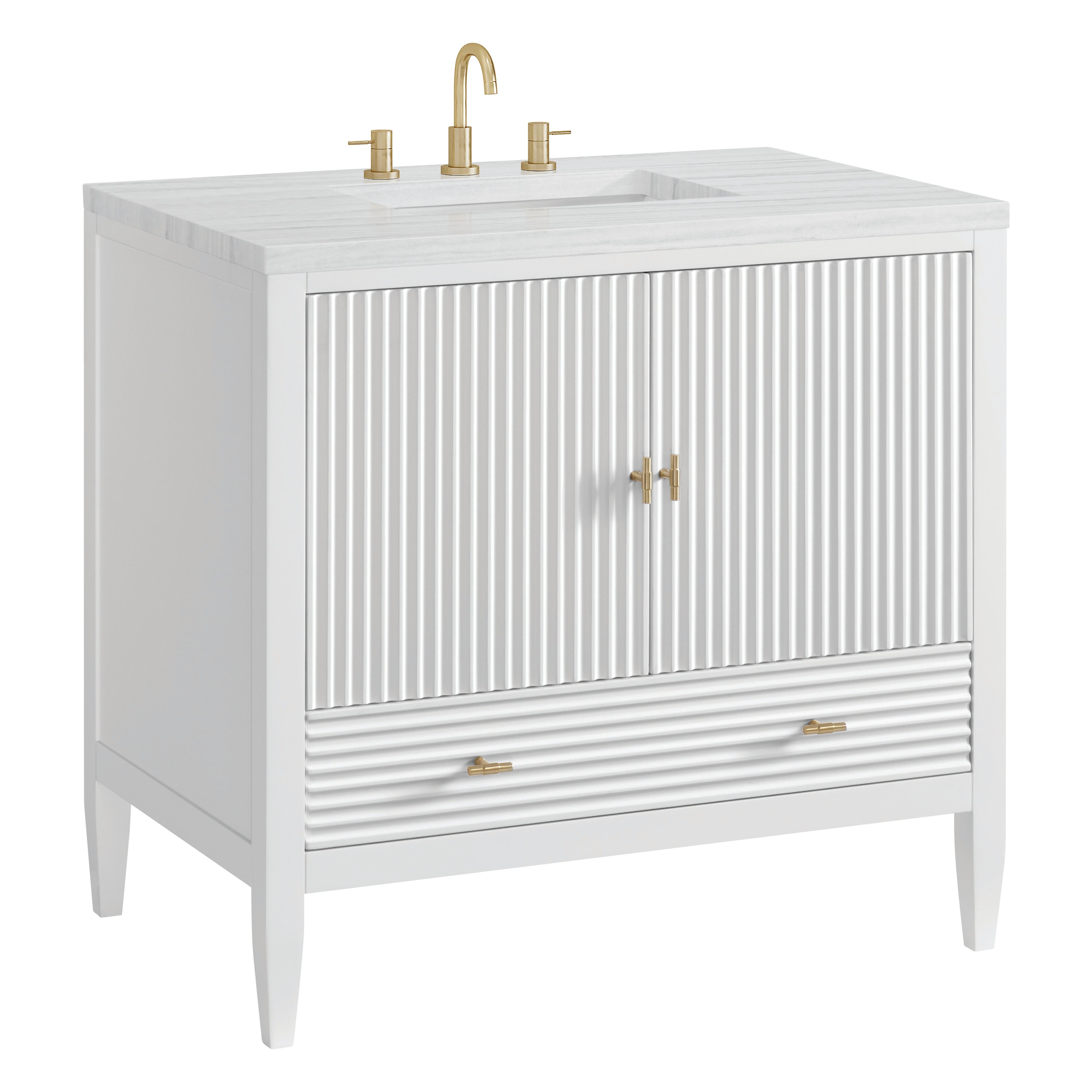 James Martin Myrrin 36" Vanity in Bright White with 3cm Countertop