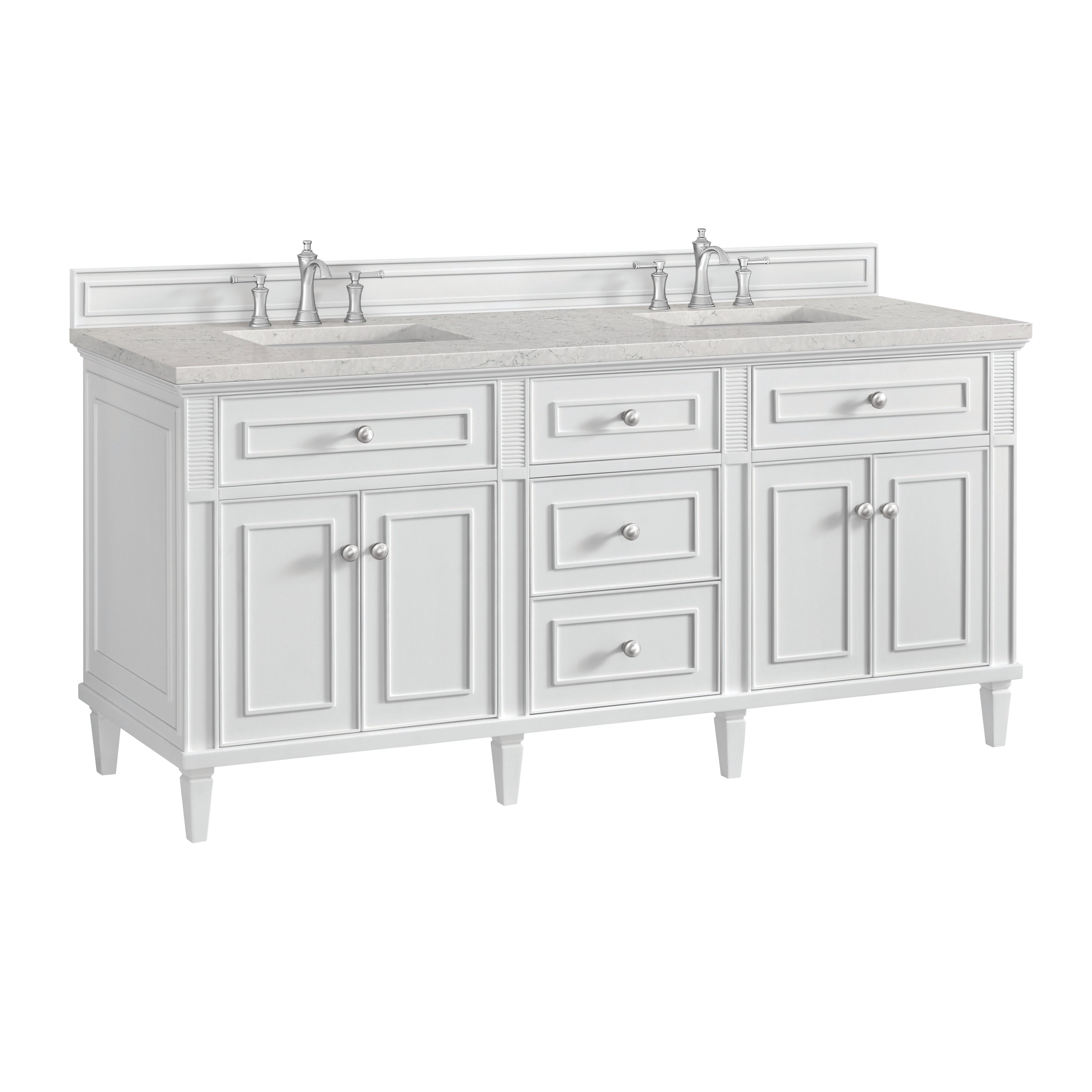 James Martin Lorelai 72" Double Vanity in Bright White with 3cm Countertop