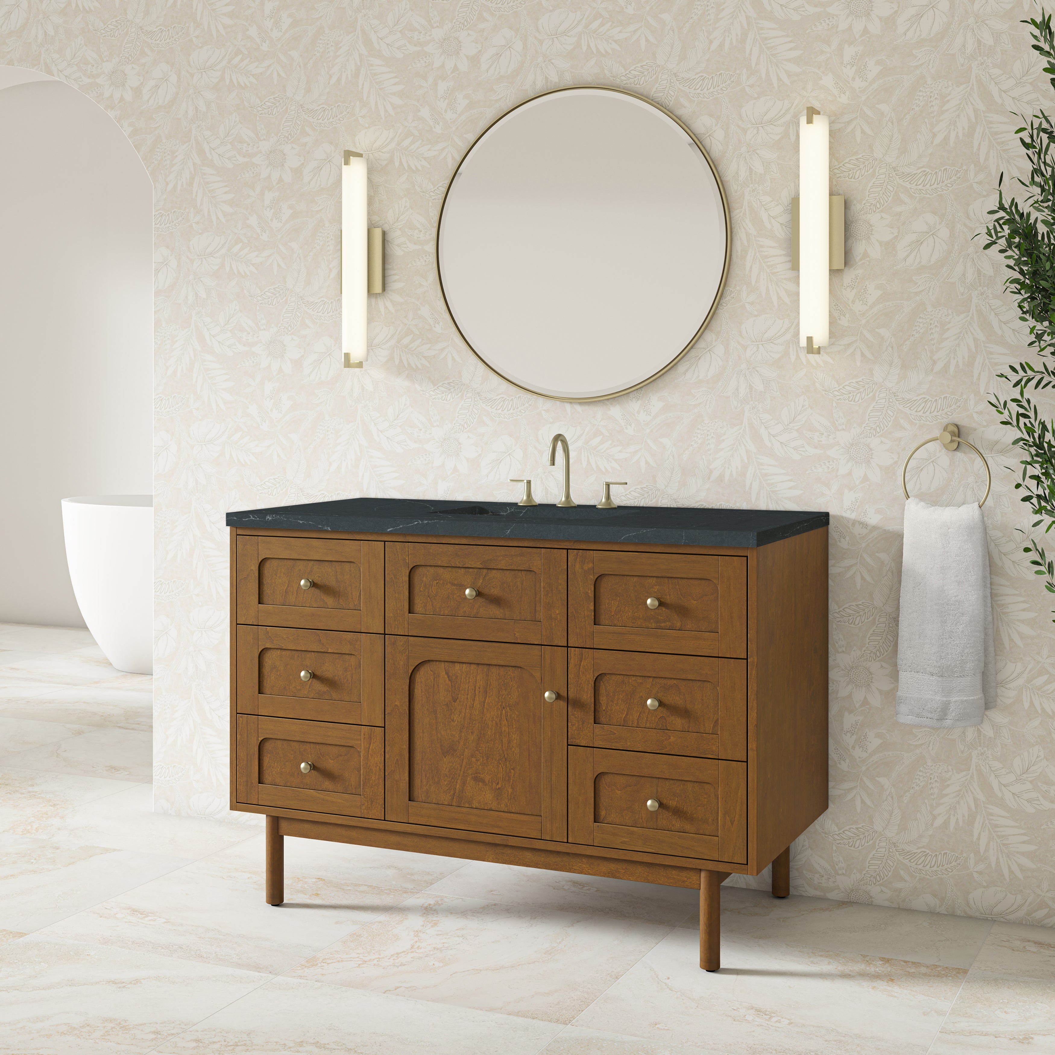 James Martin Laurent 48" Single Vanity in Honey Oak with 3cm Countertop