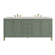 James Martin Chicago 72" Double Vanity in Smokey Celadon with 3cm Countertop and FreePower Wireless Charger