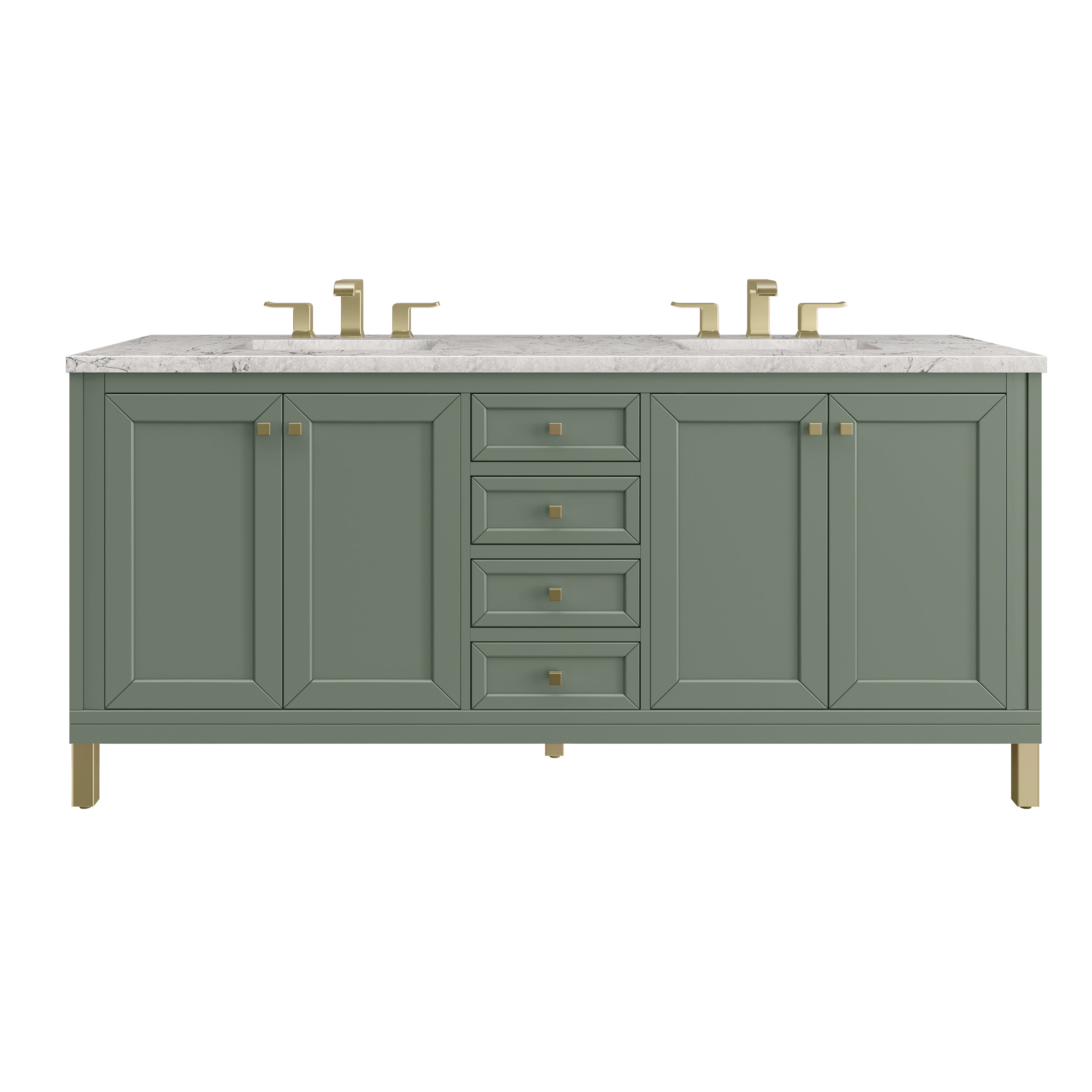 James Martin Chicago 72" Double Vanity in Smokey Celadon with 3cm Countertop