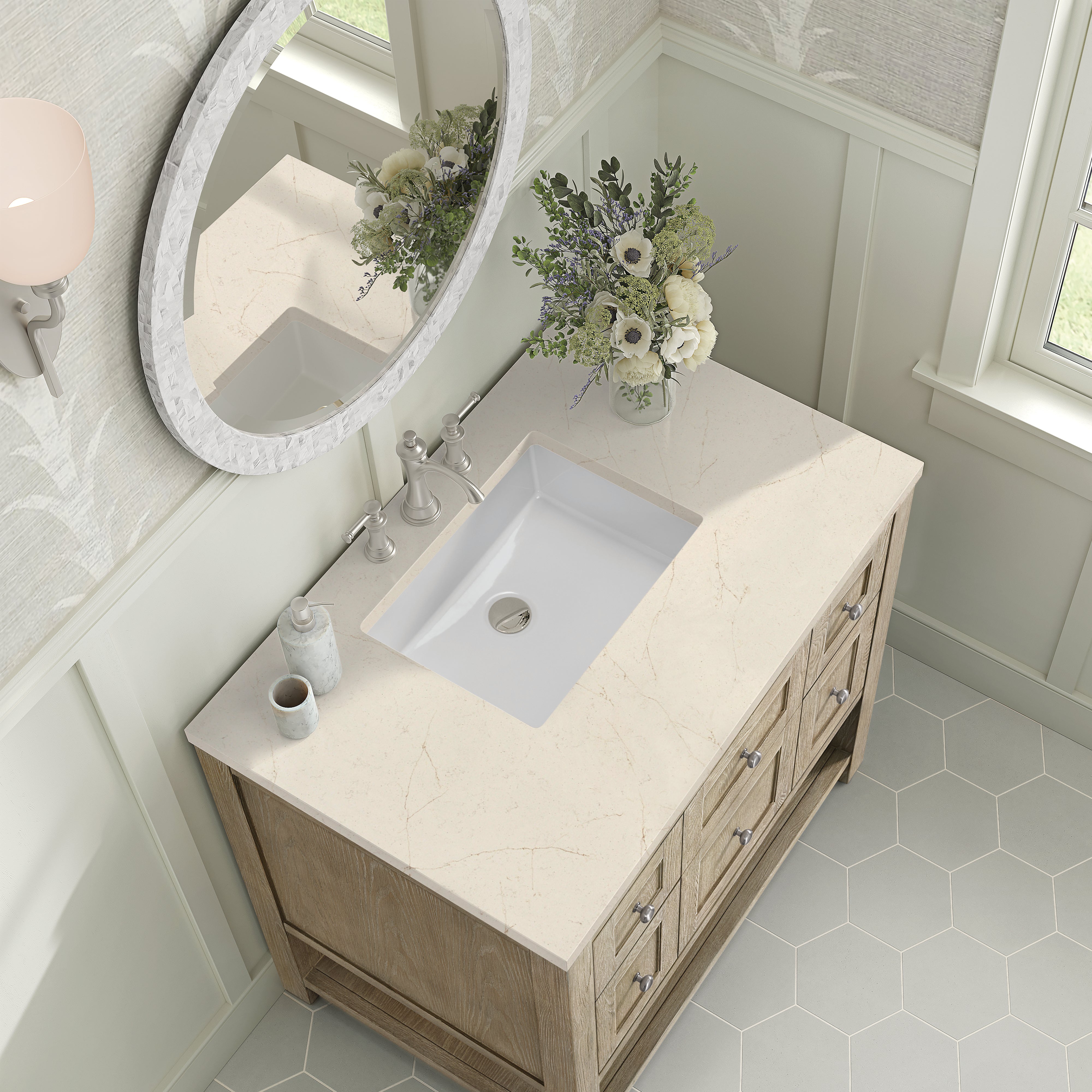 James Martin Breckenridge 36" Single in Whitewashed Oak with 3cm Countertop