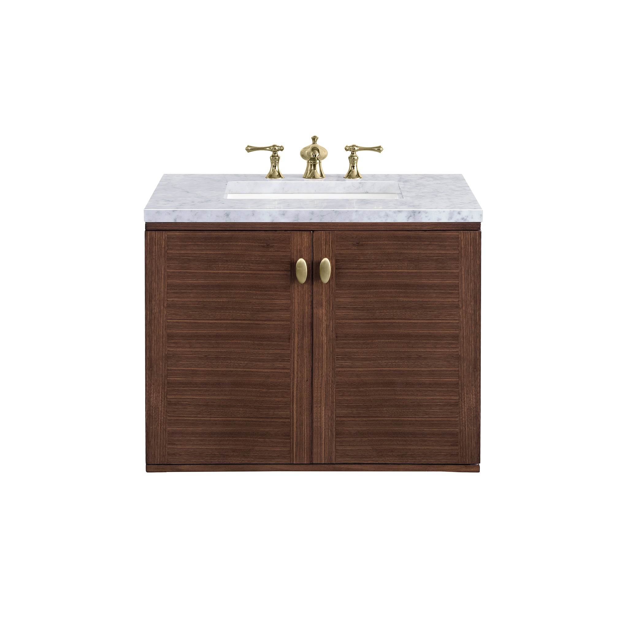 James Martin Amberly 30" Single Vanity in Mid-Century Walnut with 3cm Countertop