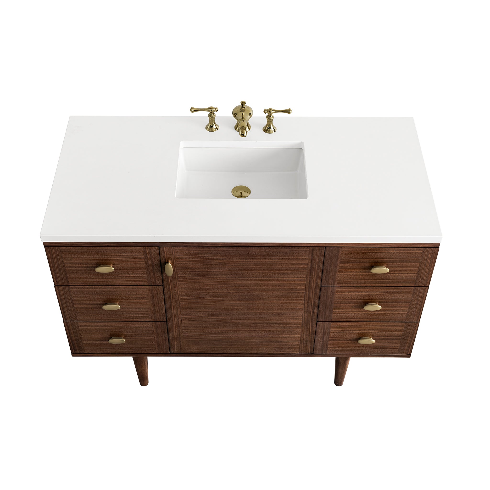 James Martin Amberly 48" Single Vanity in Mid-Century Walnut with 3cm Countertop