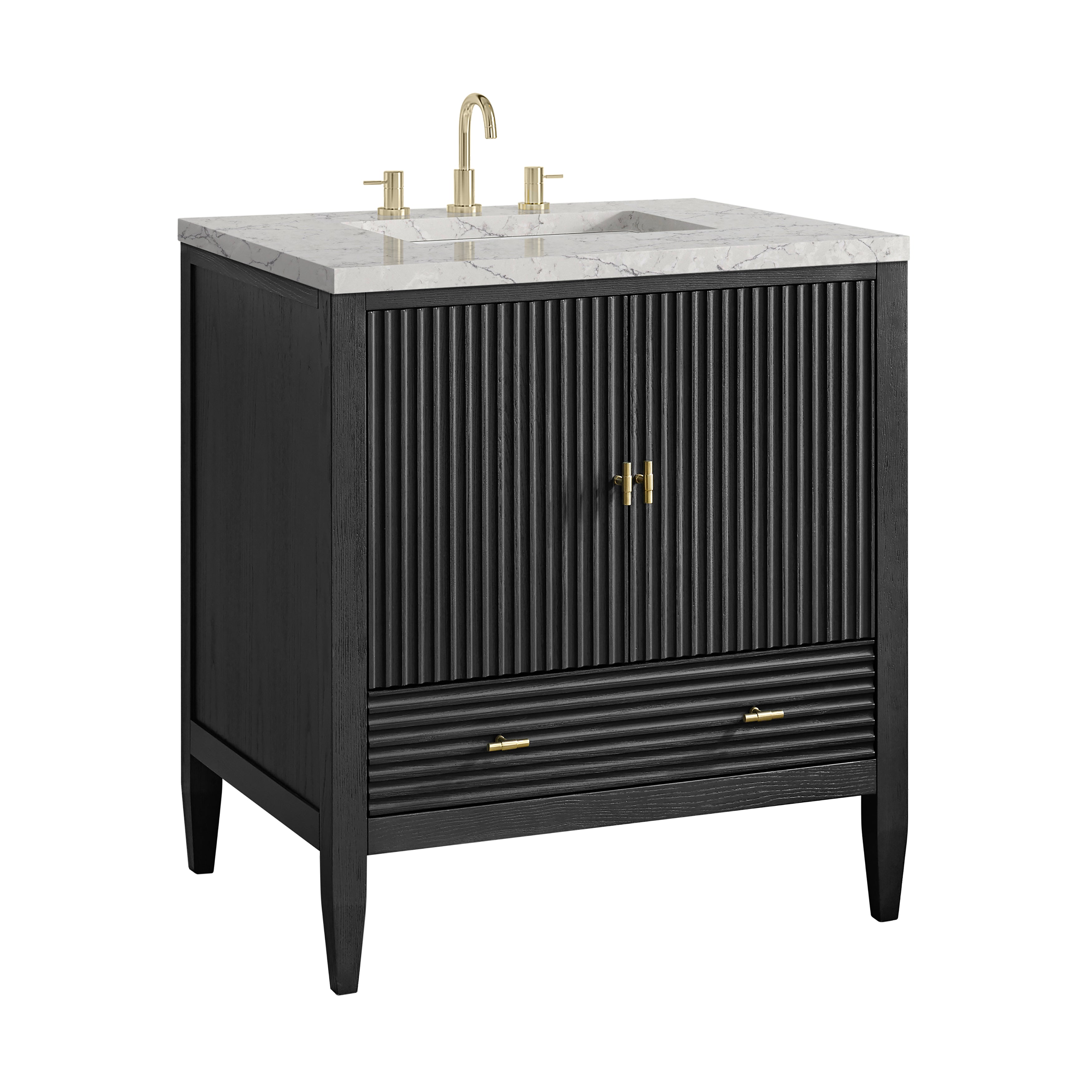 James Martin Myrrin 30" Single Vanity in Carbon Oak with 3cm Countertop