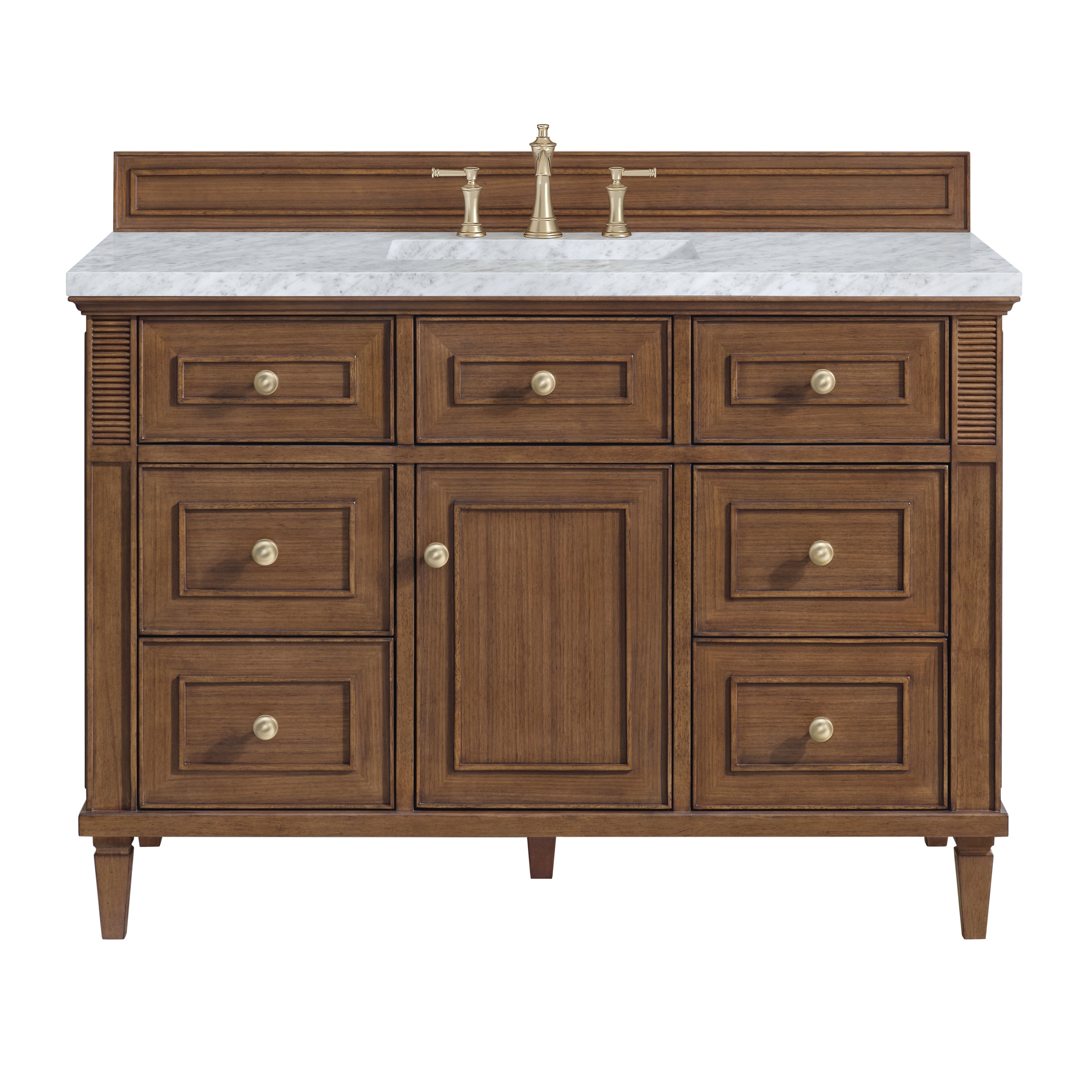 James Martin Lorelai 48" Single Vanity in Mid-Century Walnut with 3cm Countertop