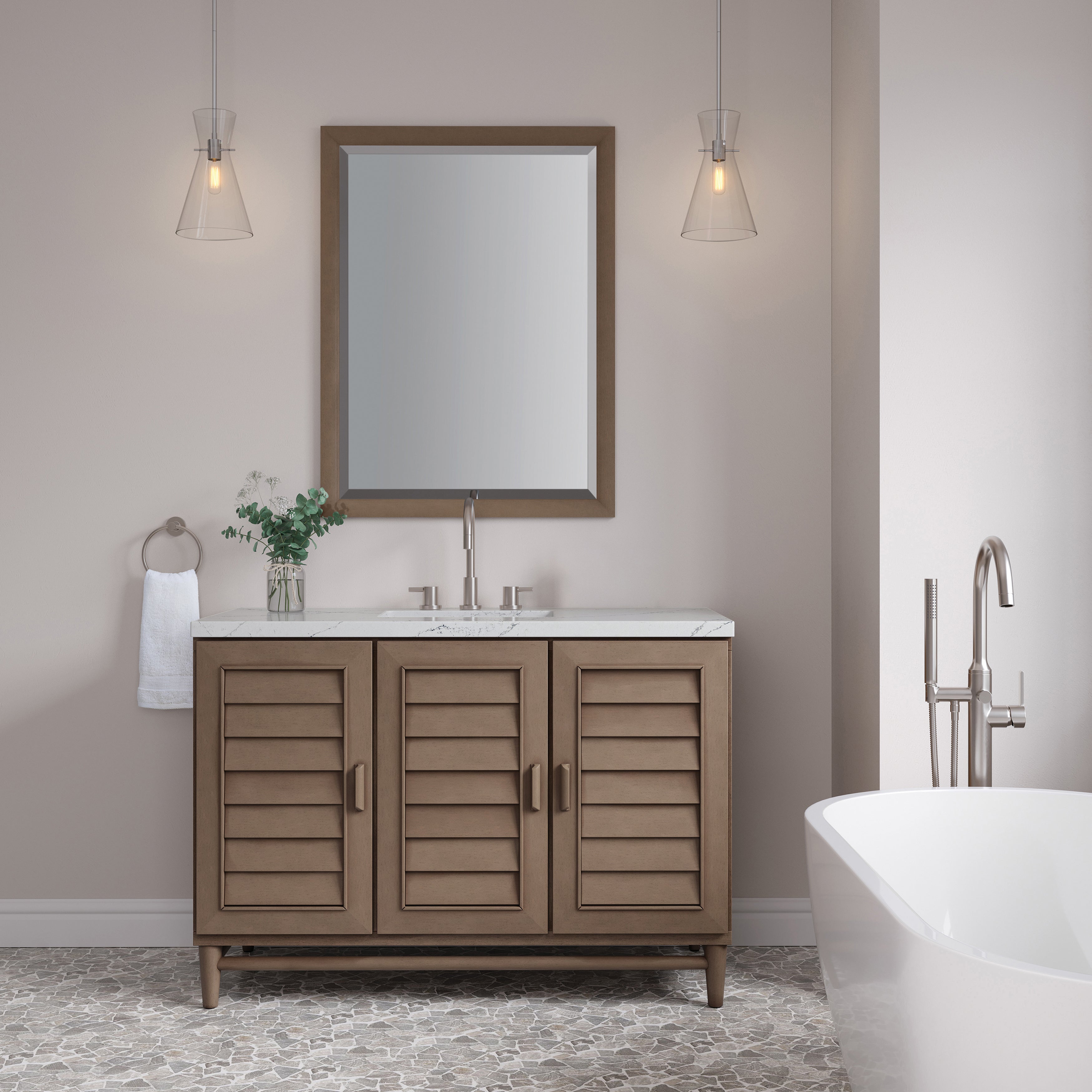 James Martin Portland 48" Single Vanity in Whitewashed Walnut with 3cm Countertop