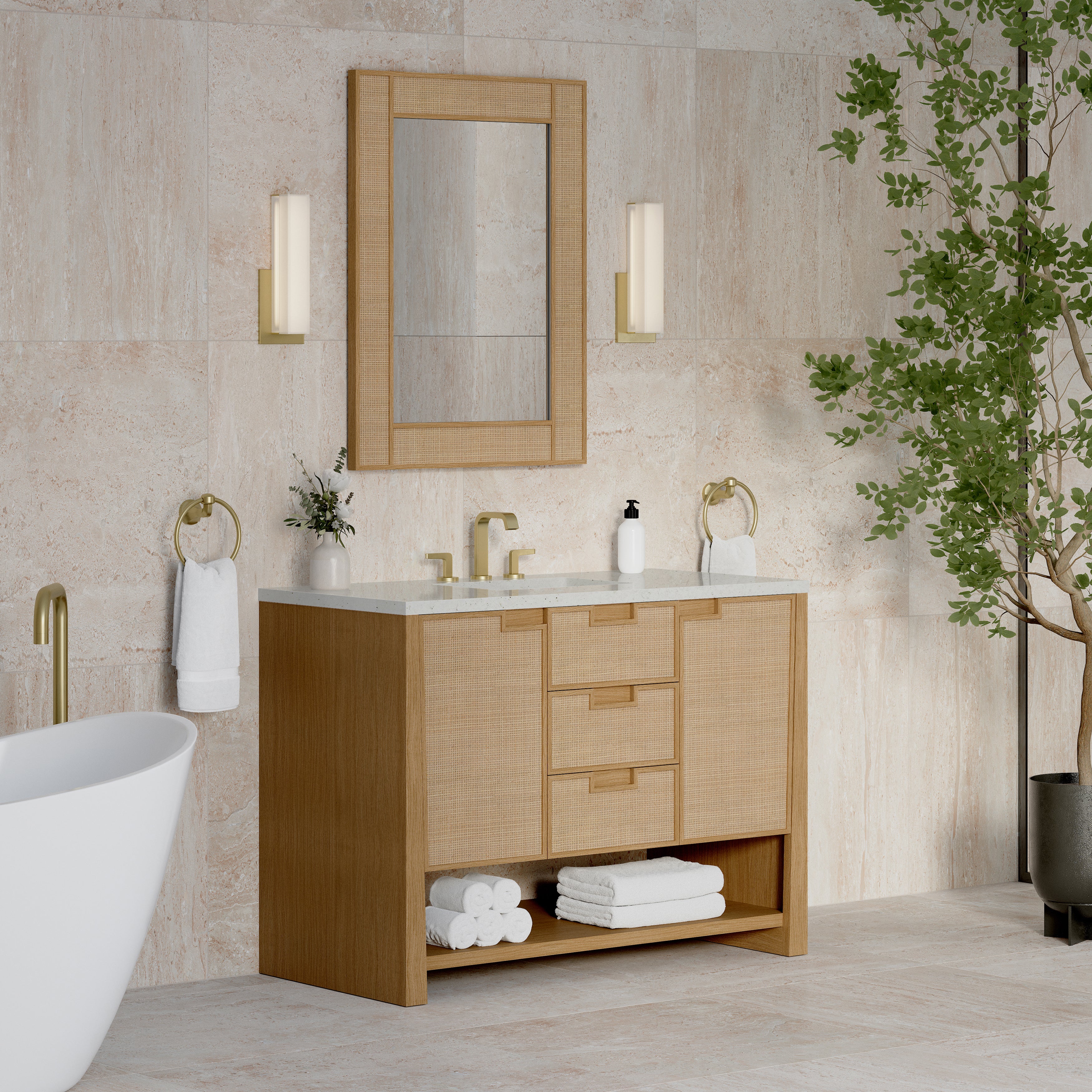 James Martin Solene 48" Single Vanity in Seaside Oak with 3cm Countertop