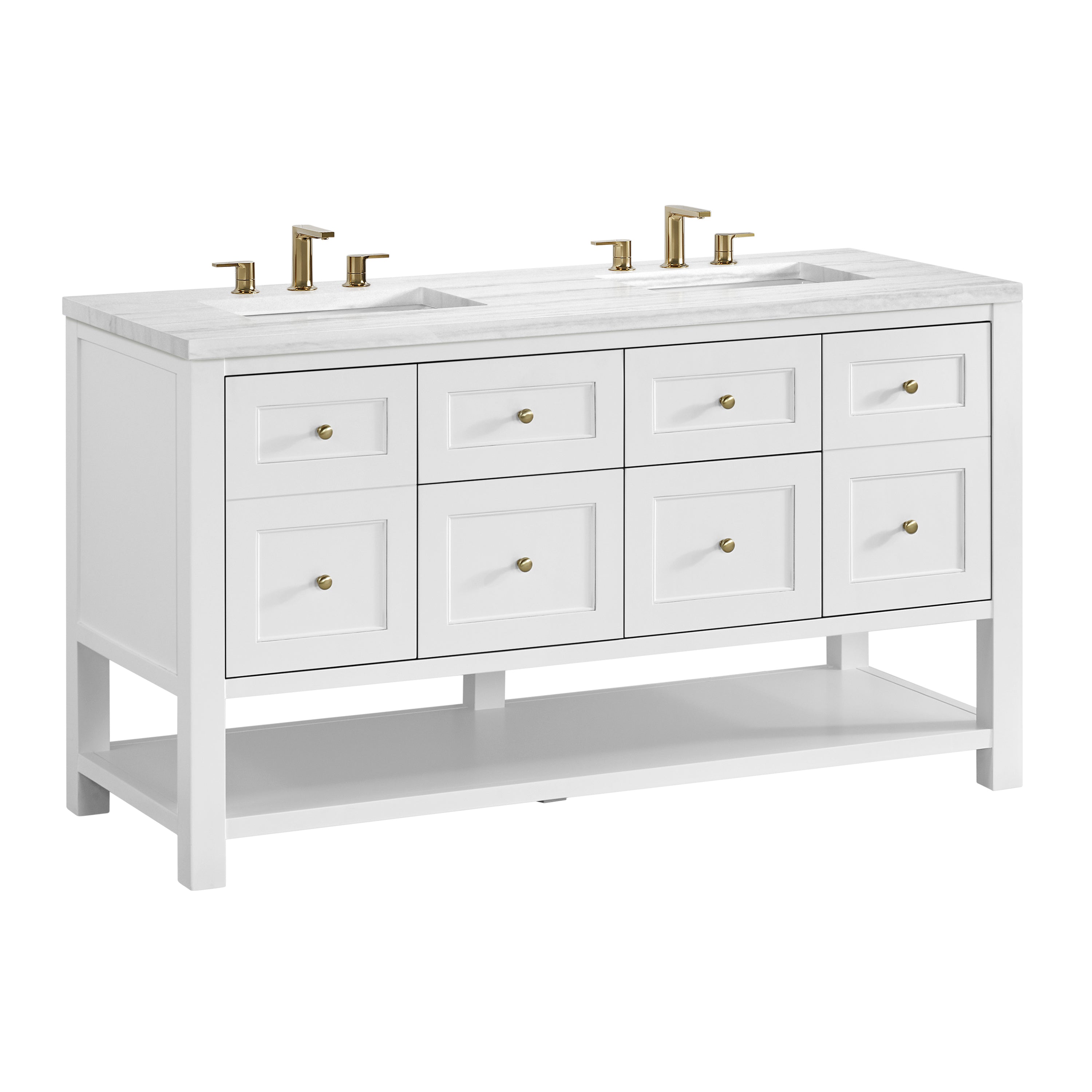James Martin Breckenridge 60" Double Vanity in Bright White with 3cm Countertop