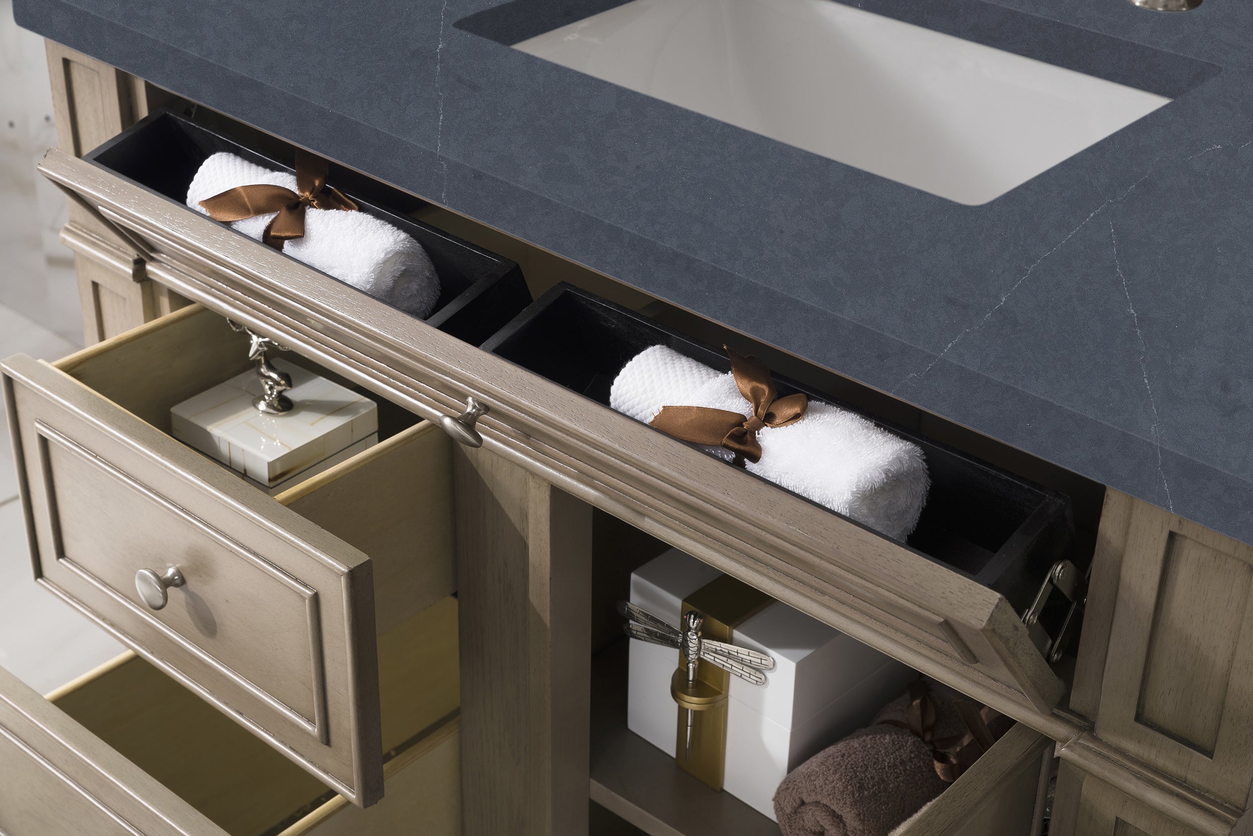 James Martin Bristol 36" Single Vanity in Whitewashed Walnut with 3cm Countertop