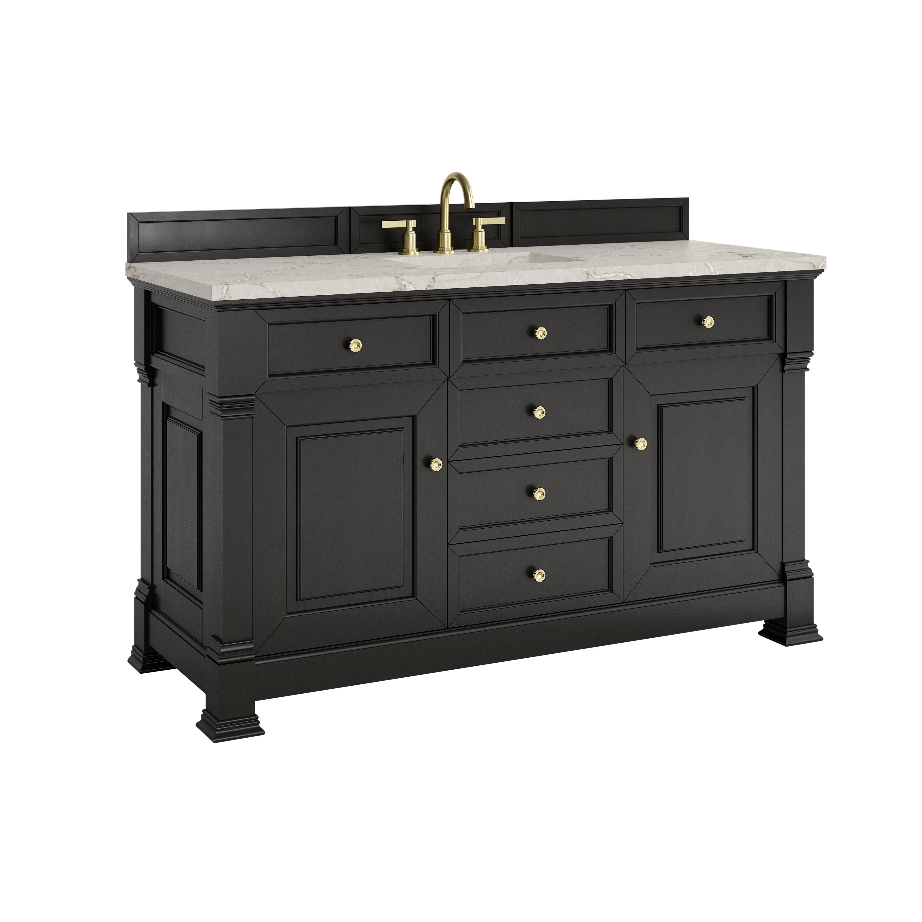 James Martin Brookfield 60" Single Vanity in Black Onyx with 3cm Countertop