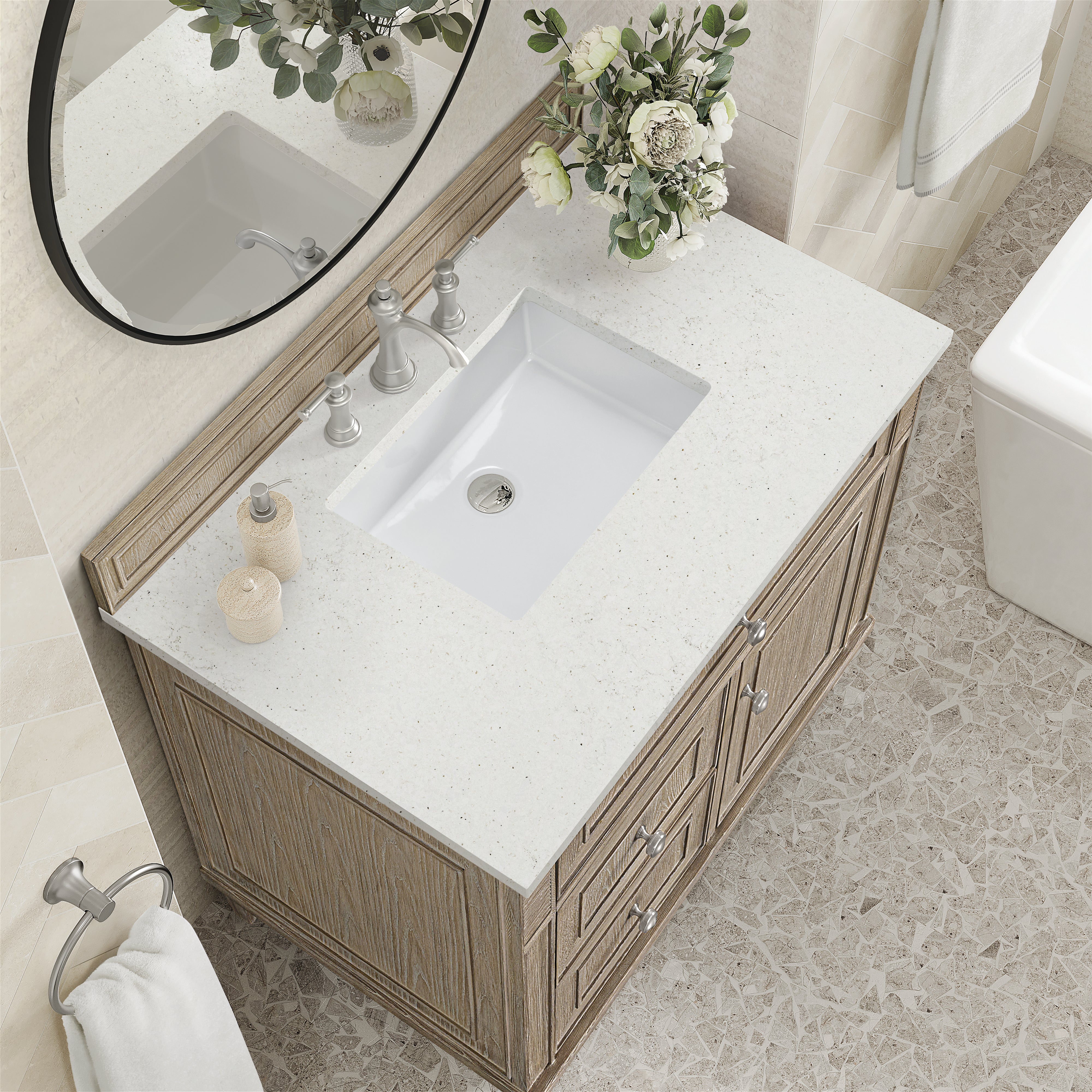 James Martin Lorelai 36" Single Vanity in Whitewashed Oak with 3cm Countertop