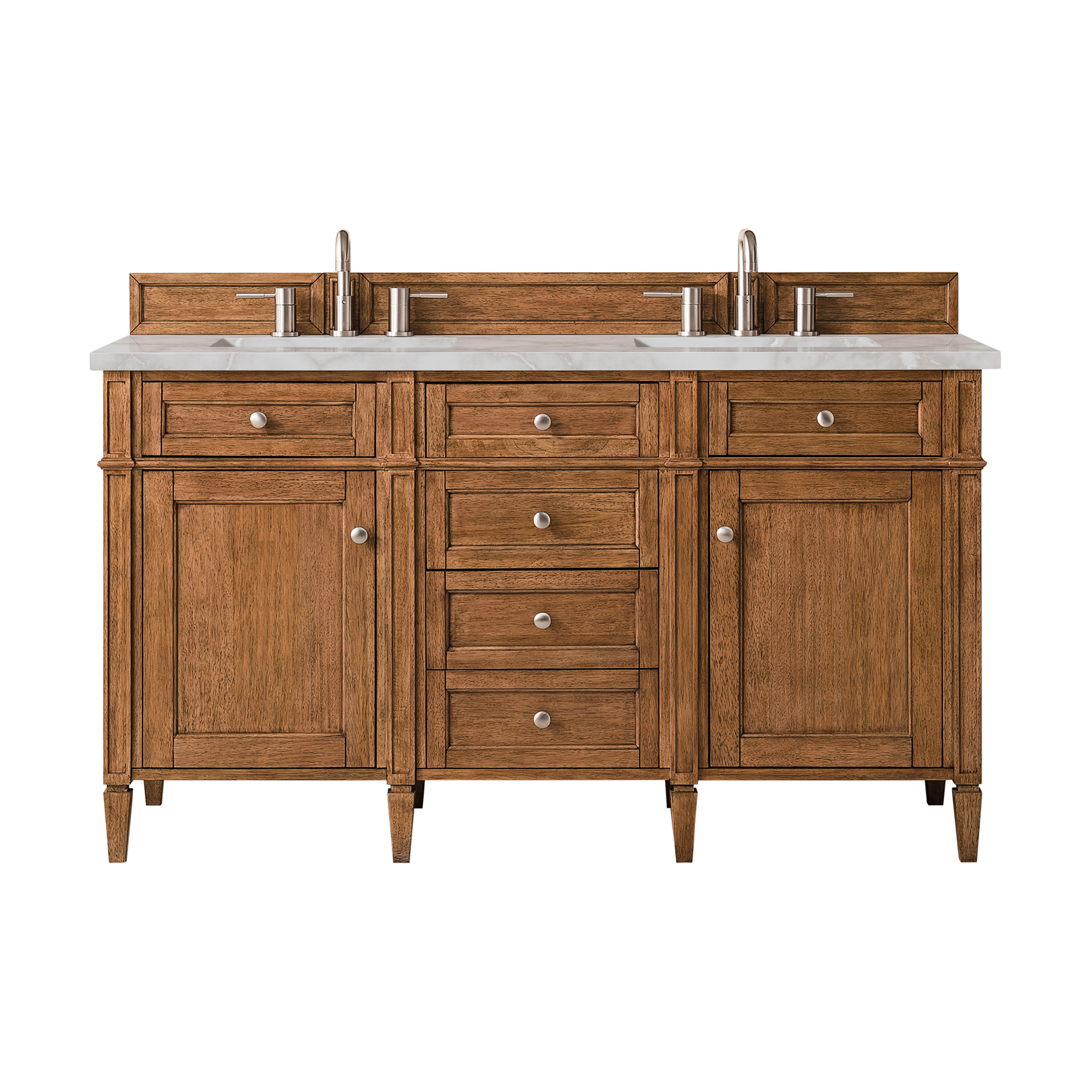 James Martin Brittany 60" Double Vanity in Saddle Brown with 3cm Countertop