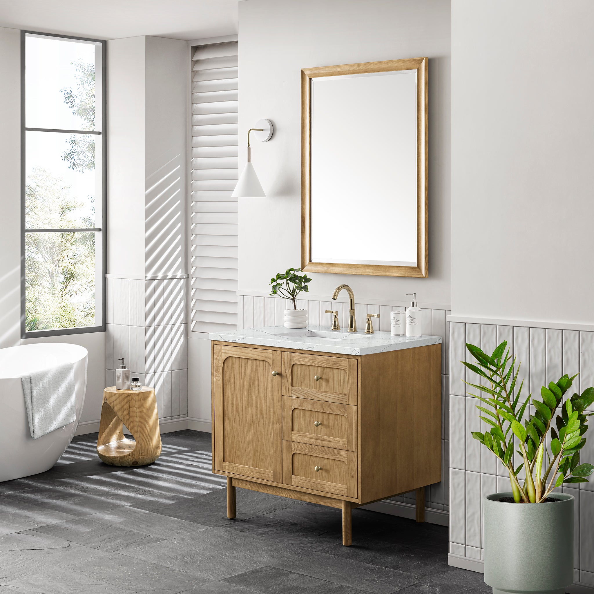 James Martin Laurent 36" Single Vanity in Light Natural Oak with 3cm Countertop