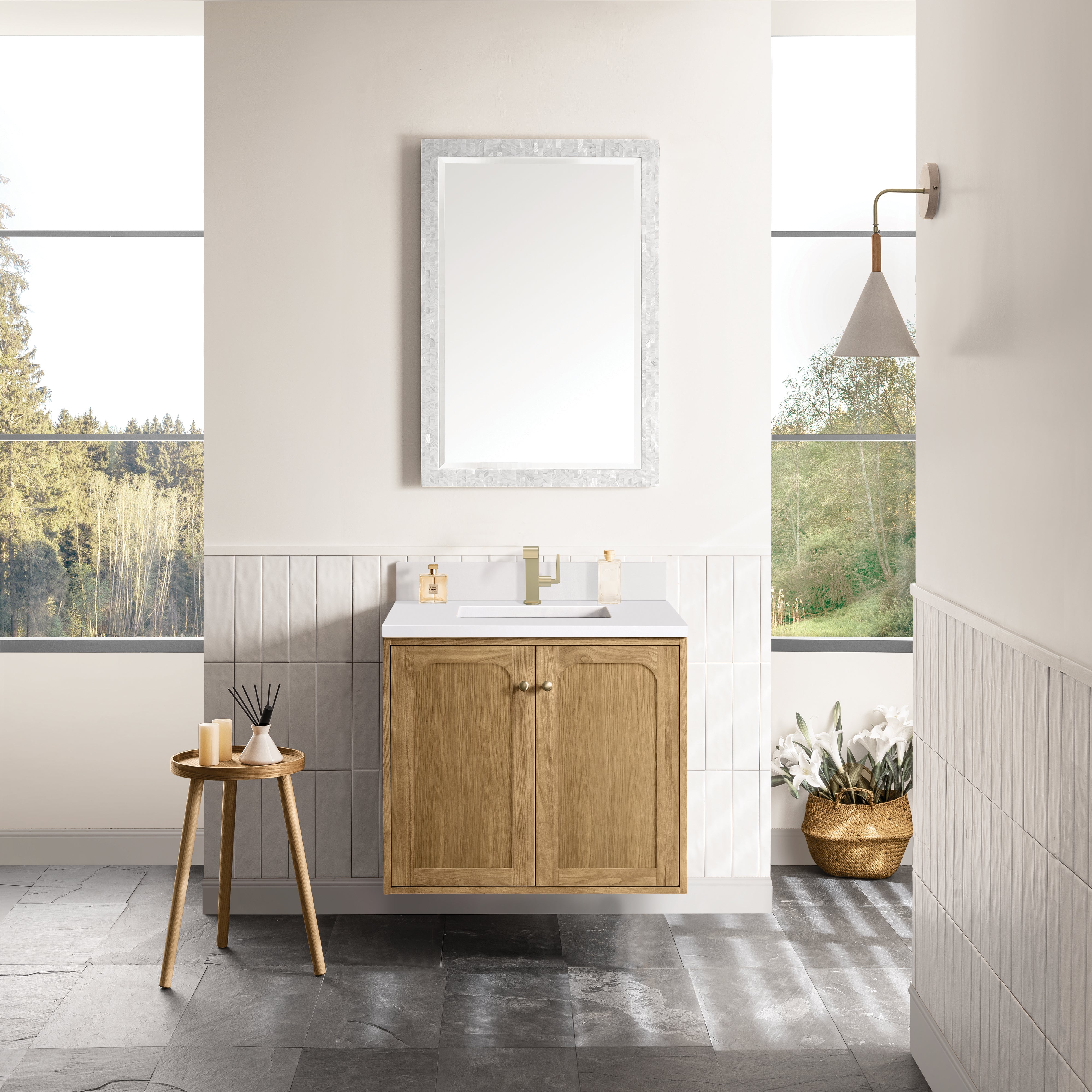 James Martin Laurent 30" Single Vanity in Light Natural Oak with 3cm Countertop