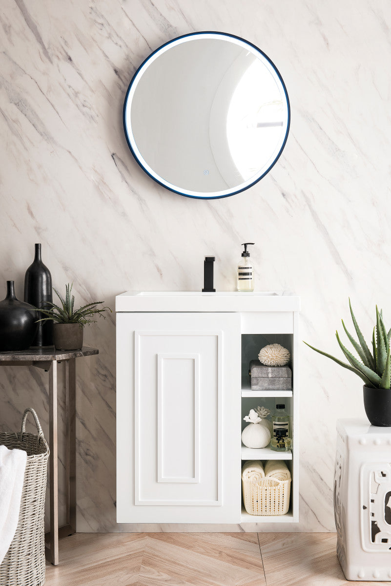 Alicante 24" Single Vanity with White Glossy Composite Stone Top