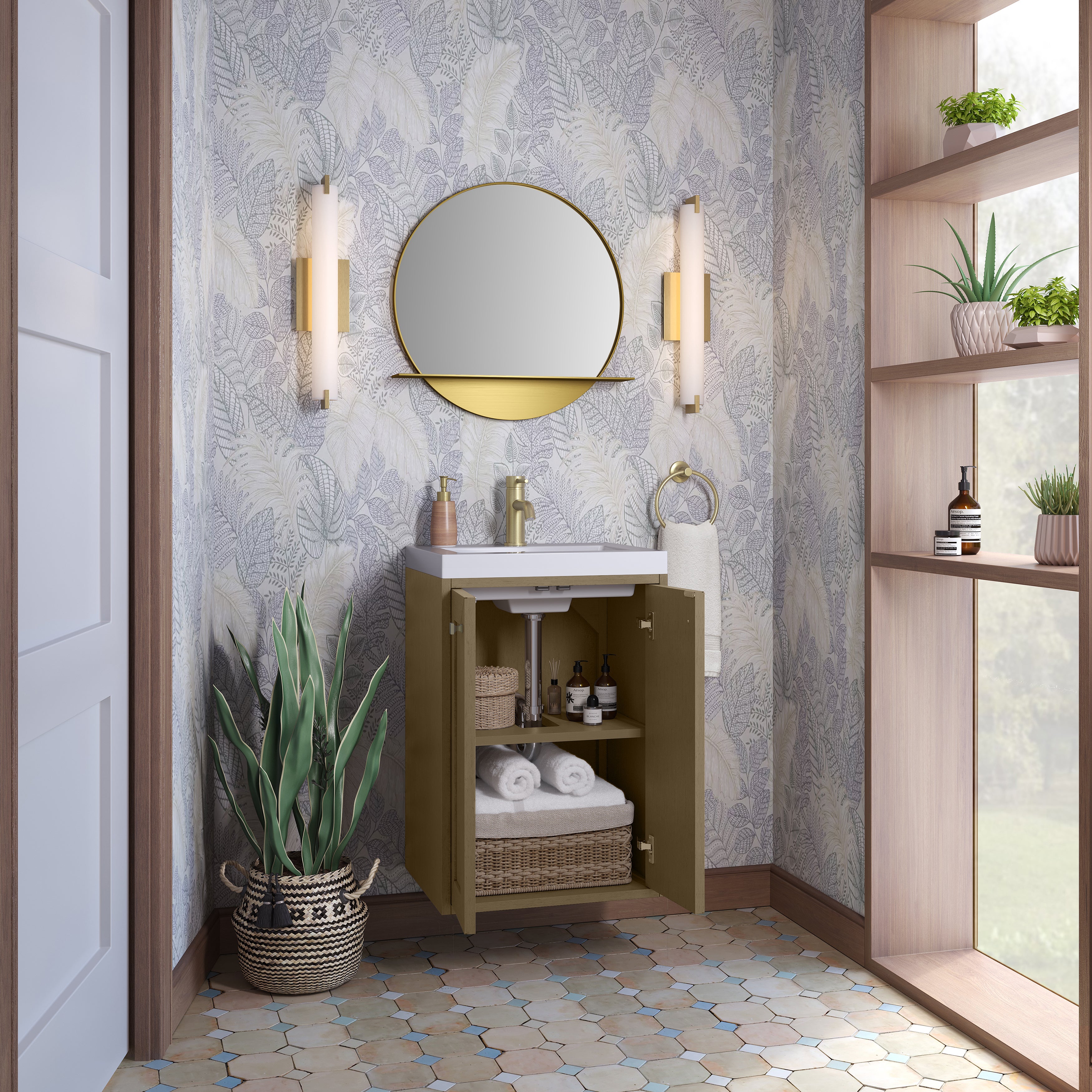 James Martin Chianti 20" Single Vanity in Glossy White with White Glossy Composite Stone Top