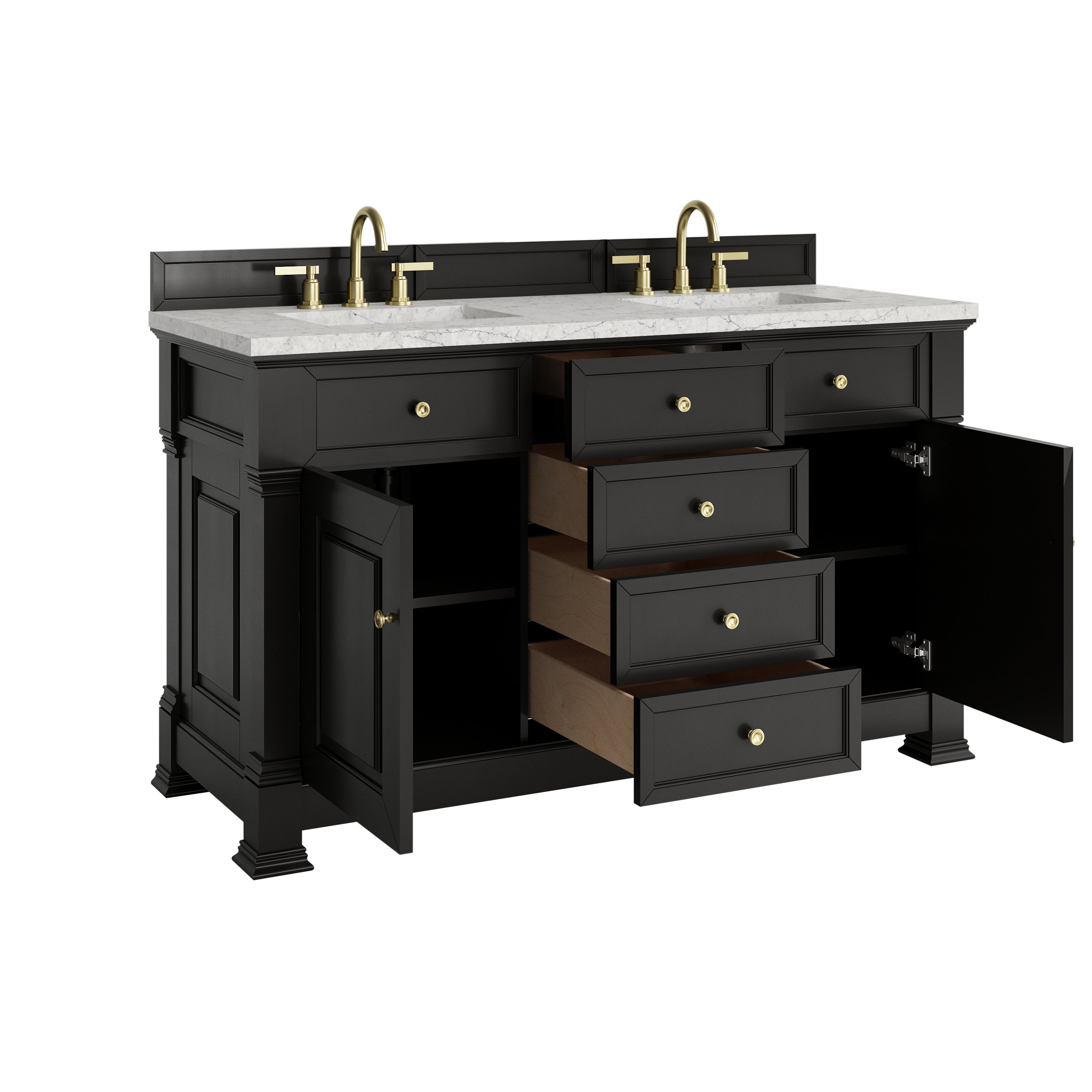 James Martin Brookfield 60" Double Vanity in Black Onyx with 3cm Countertop