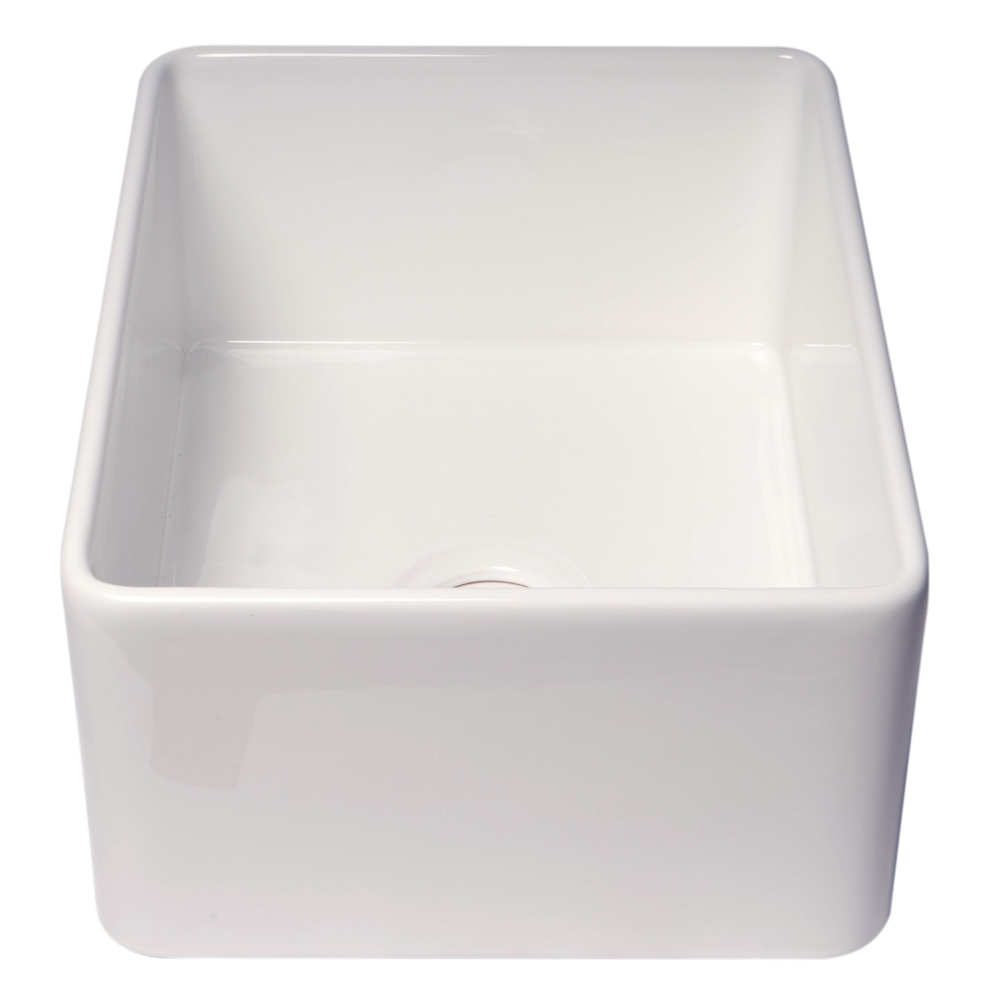 ALFI brand ABF2418 Smooth Apron 24" x 18" Single Bowl Fireclay Farm Sink