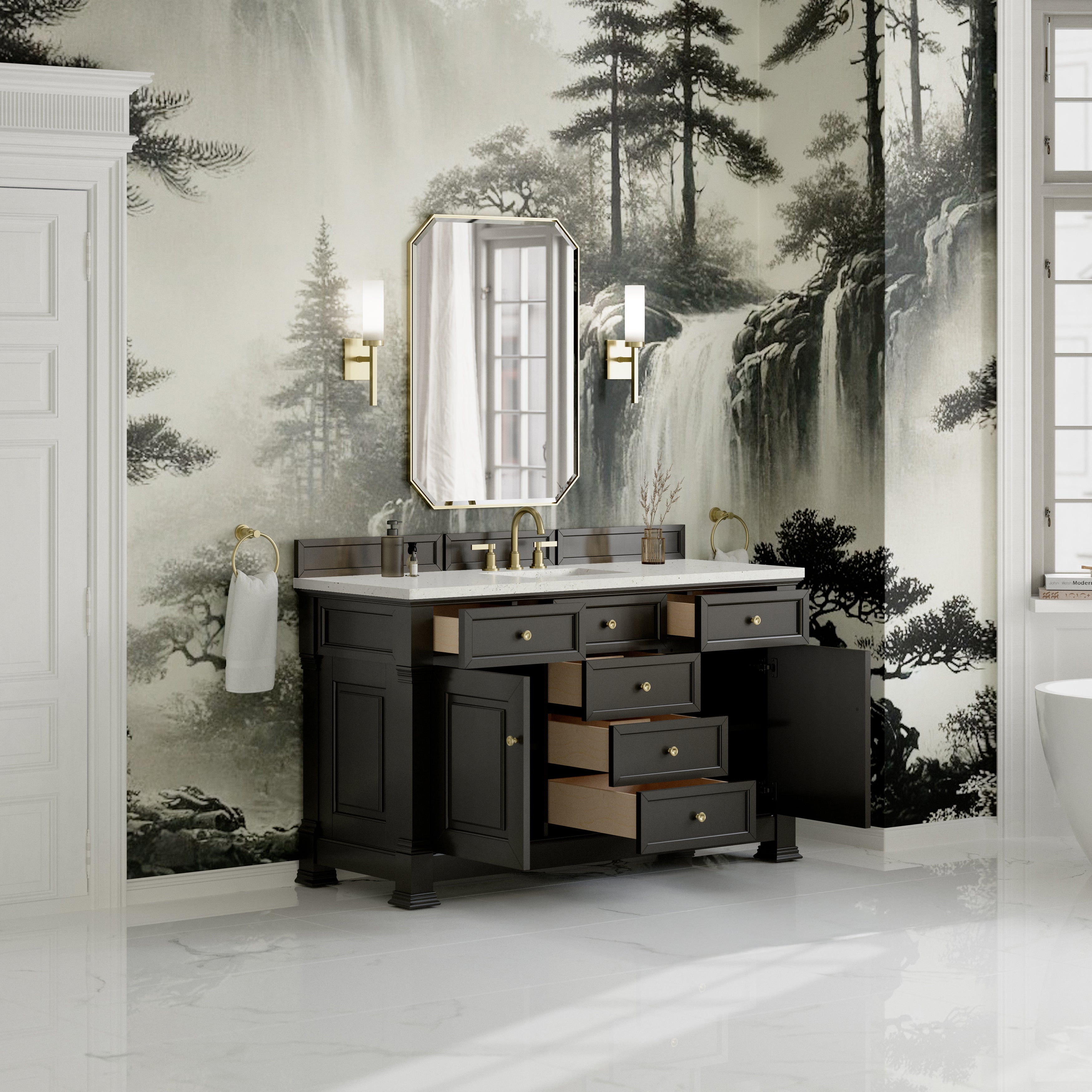 James Martin Brookfield 60" Single Vanity in Black Onyx with 3cm Countertop