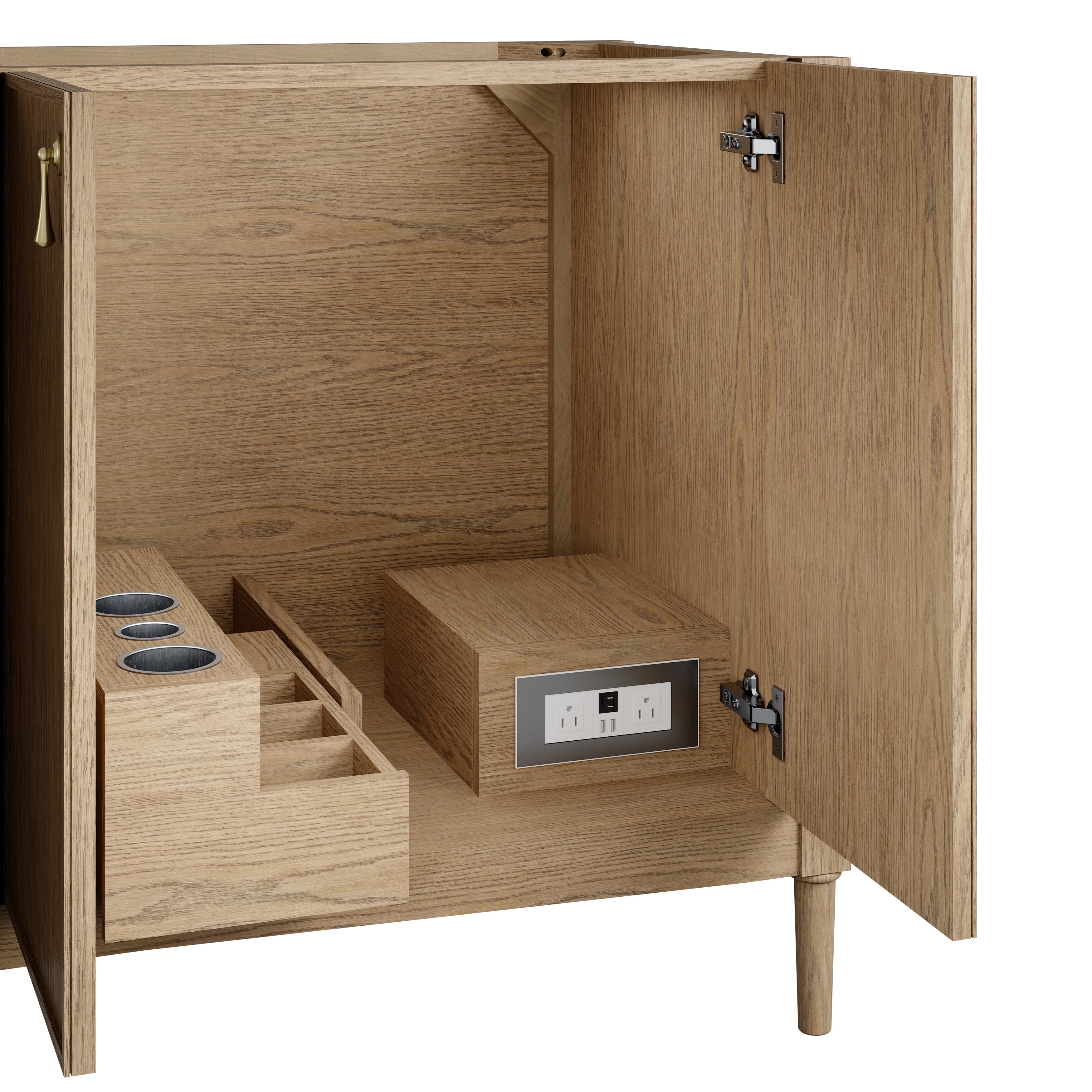 James Martin Kinnsden 72" Double Vanity in Weathered Oak with 3cm Carrara Marble Top and FreePower Wireless Charger