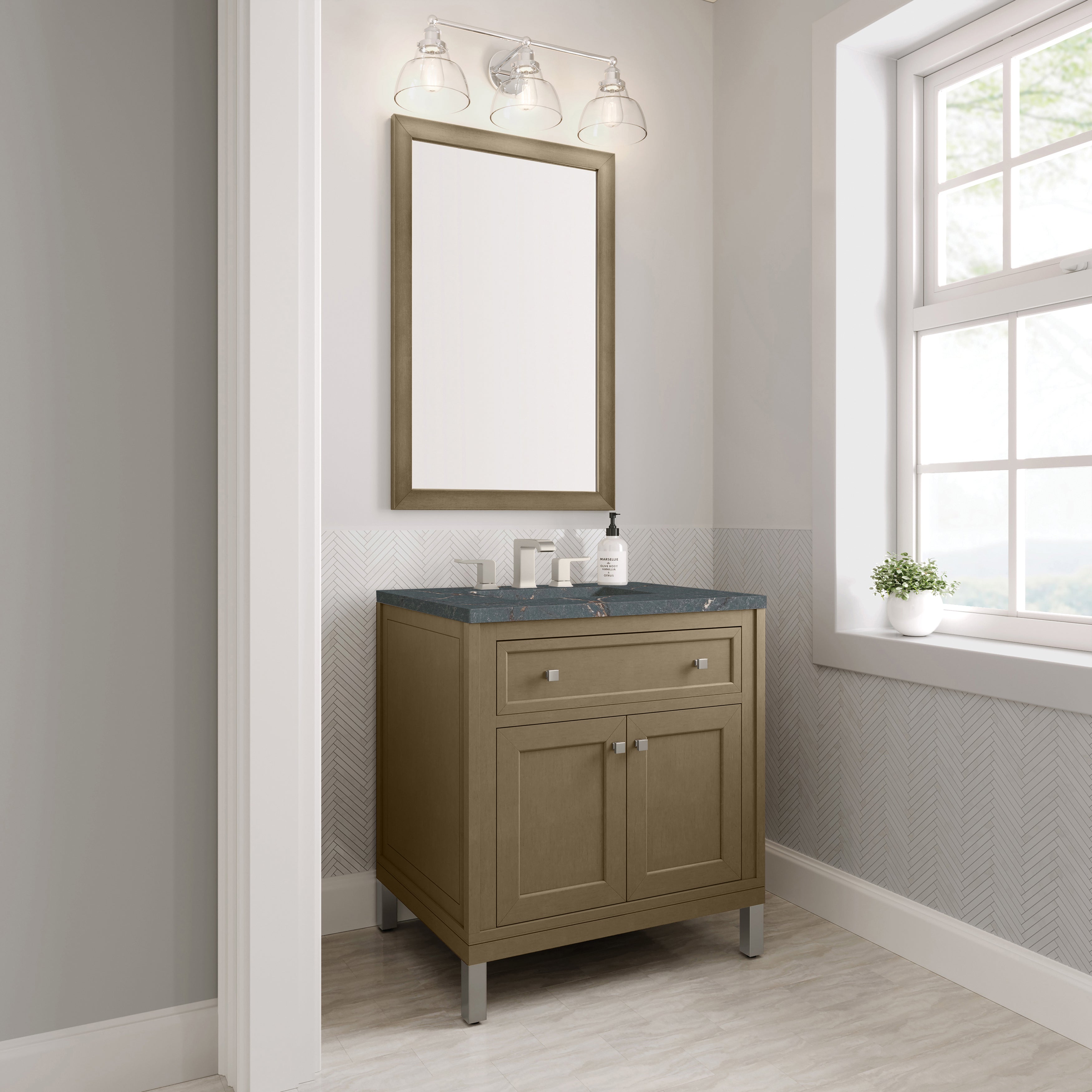 James Martin Chicago 30" Single Vanity in Walnut Whisper with 3cm Countertop
