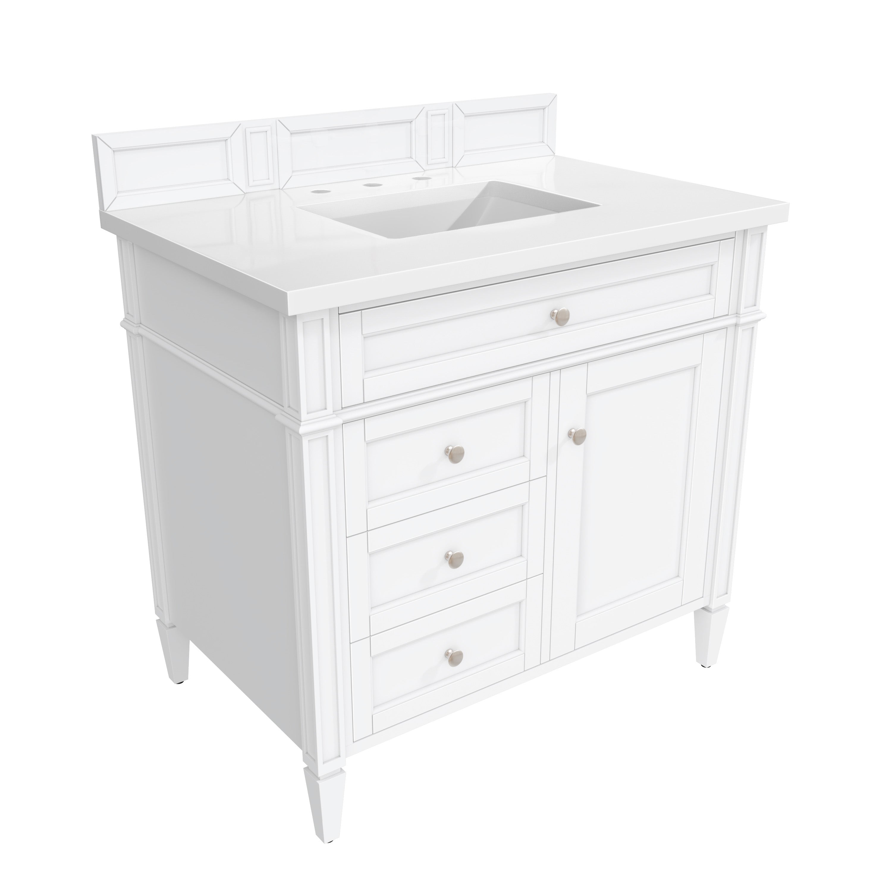 James Martin Brittany 36" Single Vanity in Bright White with 3cm Countertop