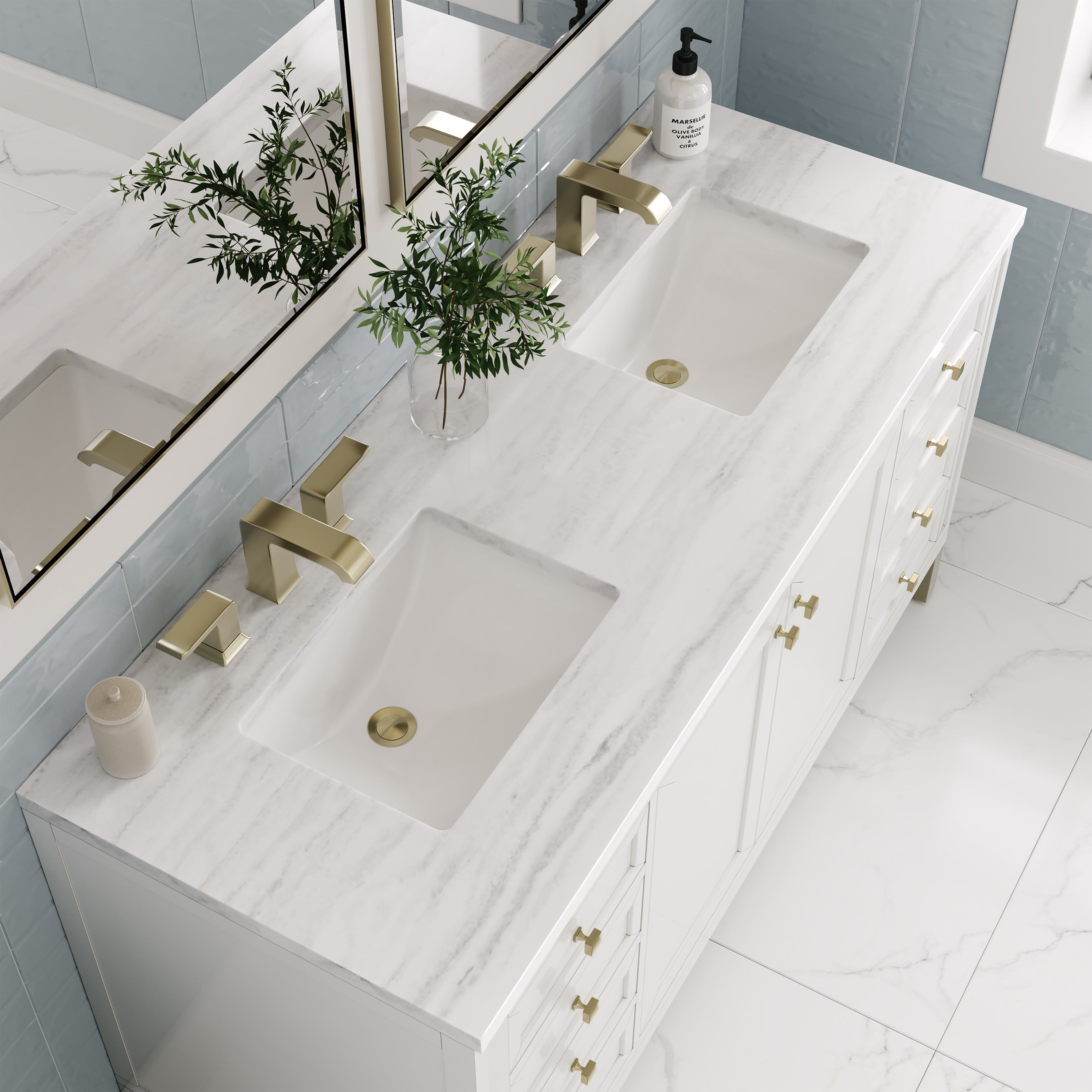 James Martin Chicago 60" Double Vanity in Glossy White with 3cm Countertop