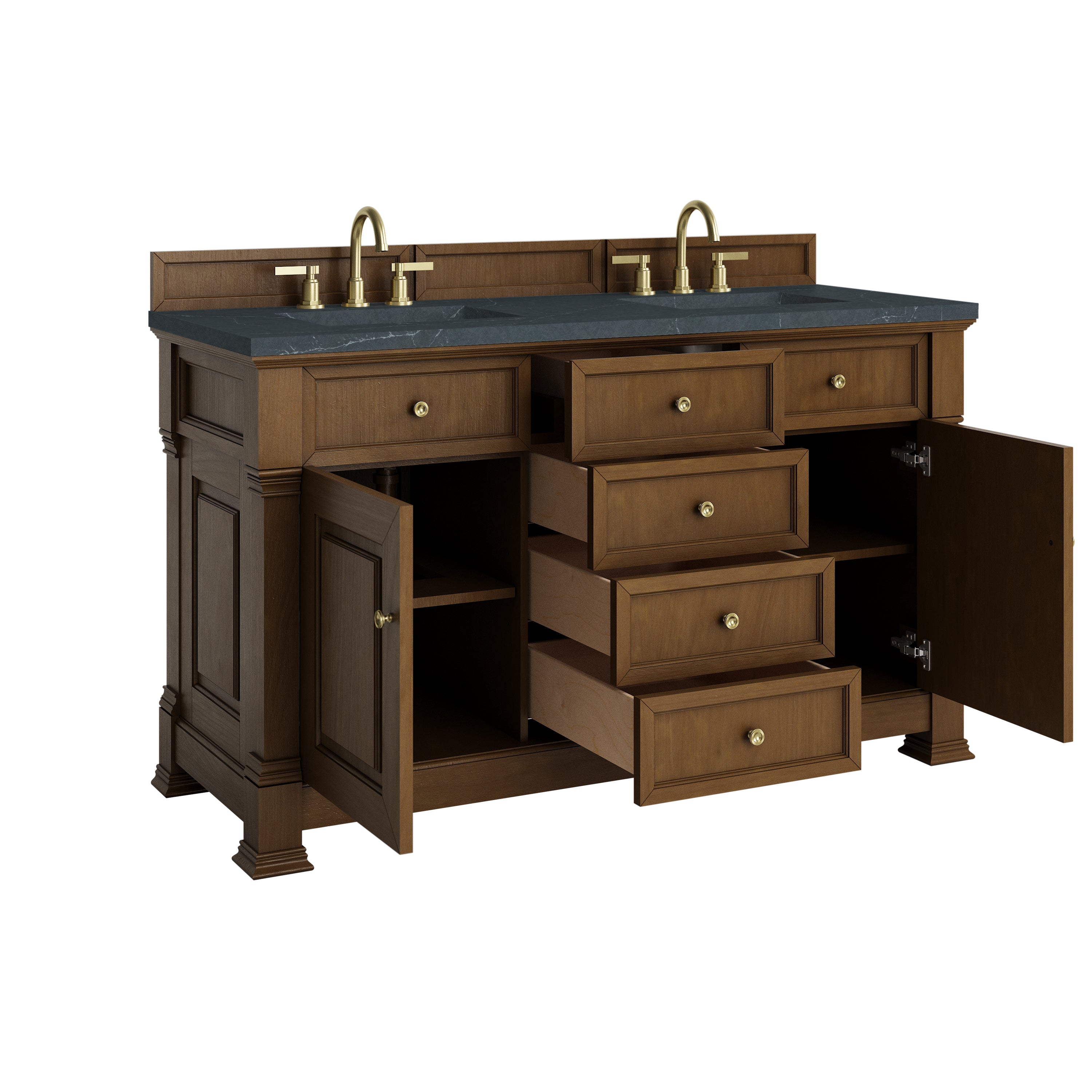 James Martin Brookfield 60" Double Vanity in Honey Oak with 3cm Countertop