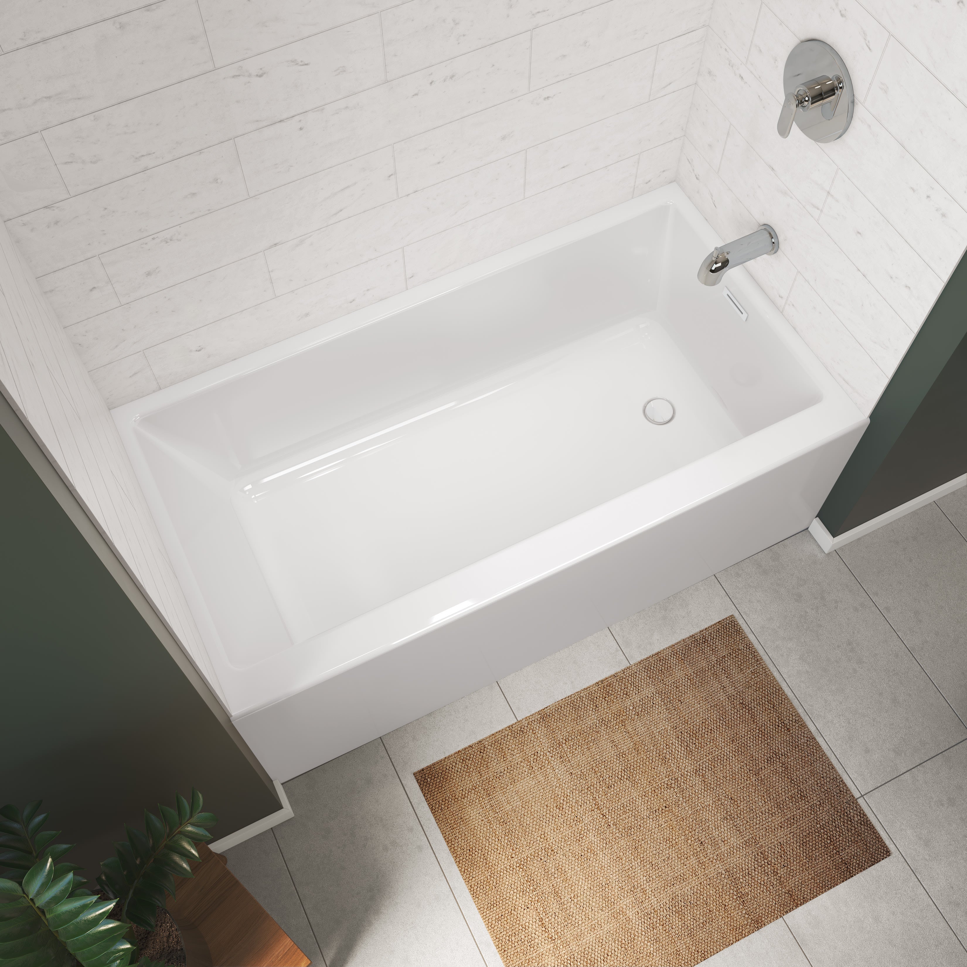 Maax Rubix 6032 AFR Acrylic Alcove Bathtub with Linear Overflow