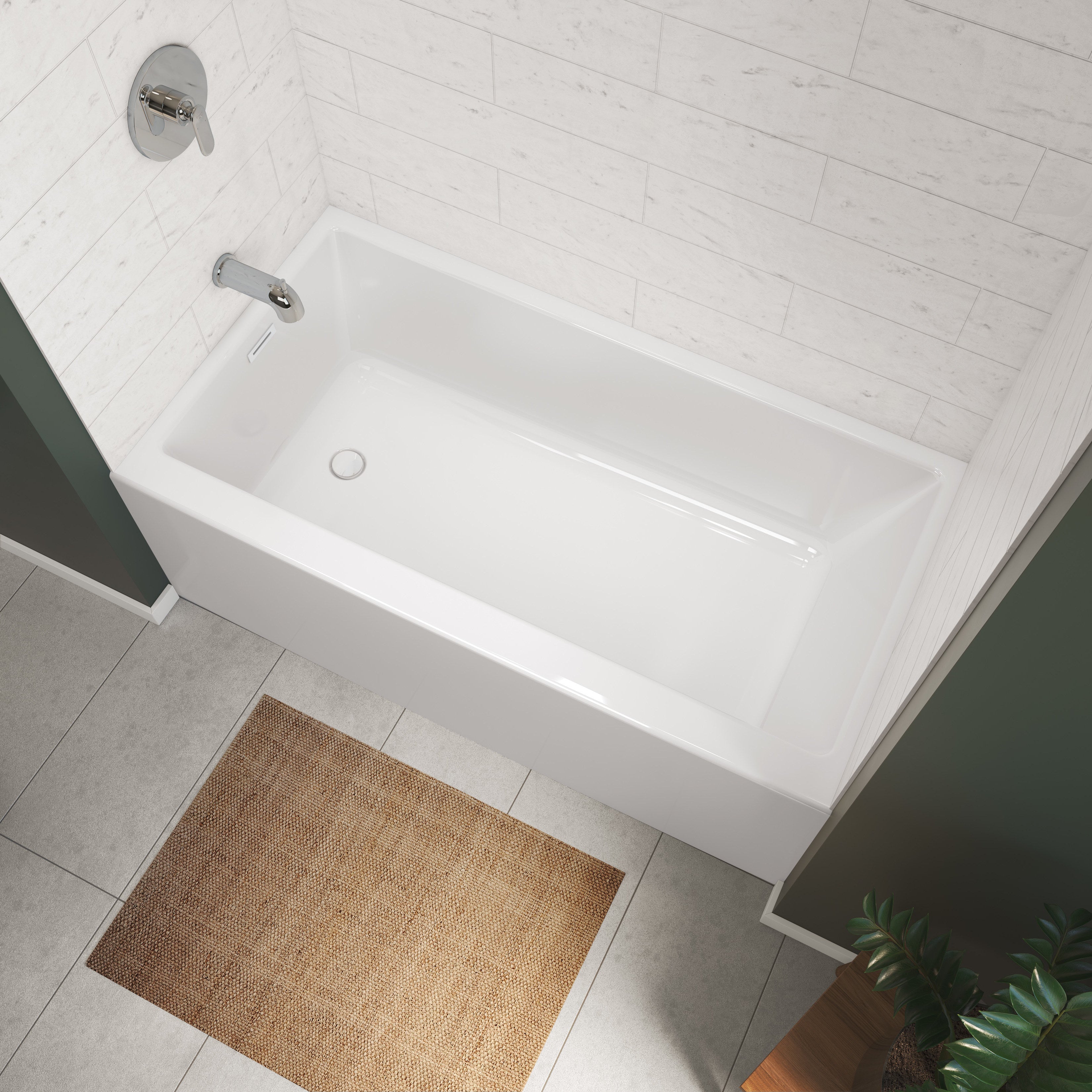 Maax Rubix 6032 AFR Acrylic Alcove Bathtub with Linear Overflow