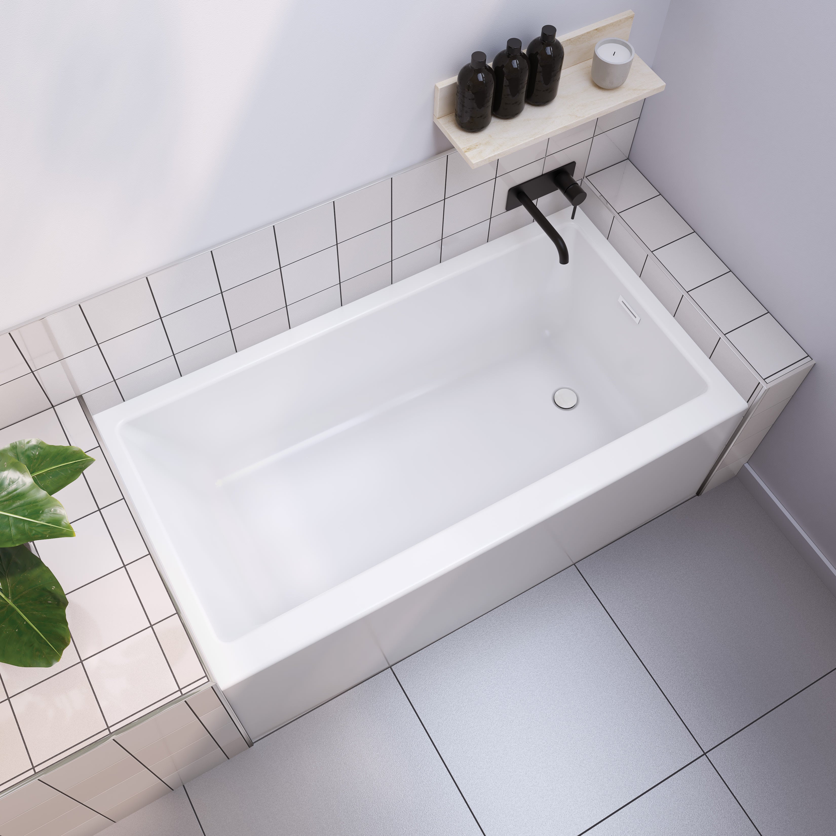 Maax Bosca 6030 IFS AFR Acrylic Alcove Bathtub with Linear Overflow