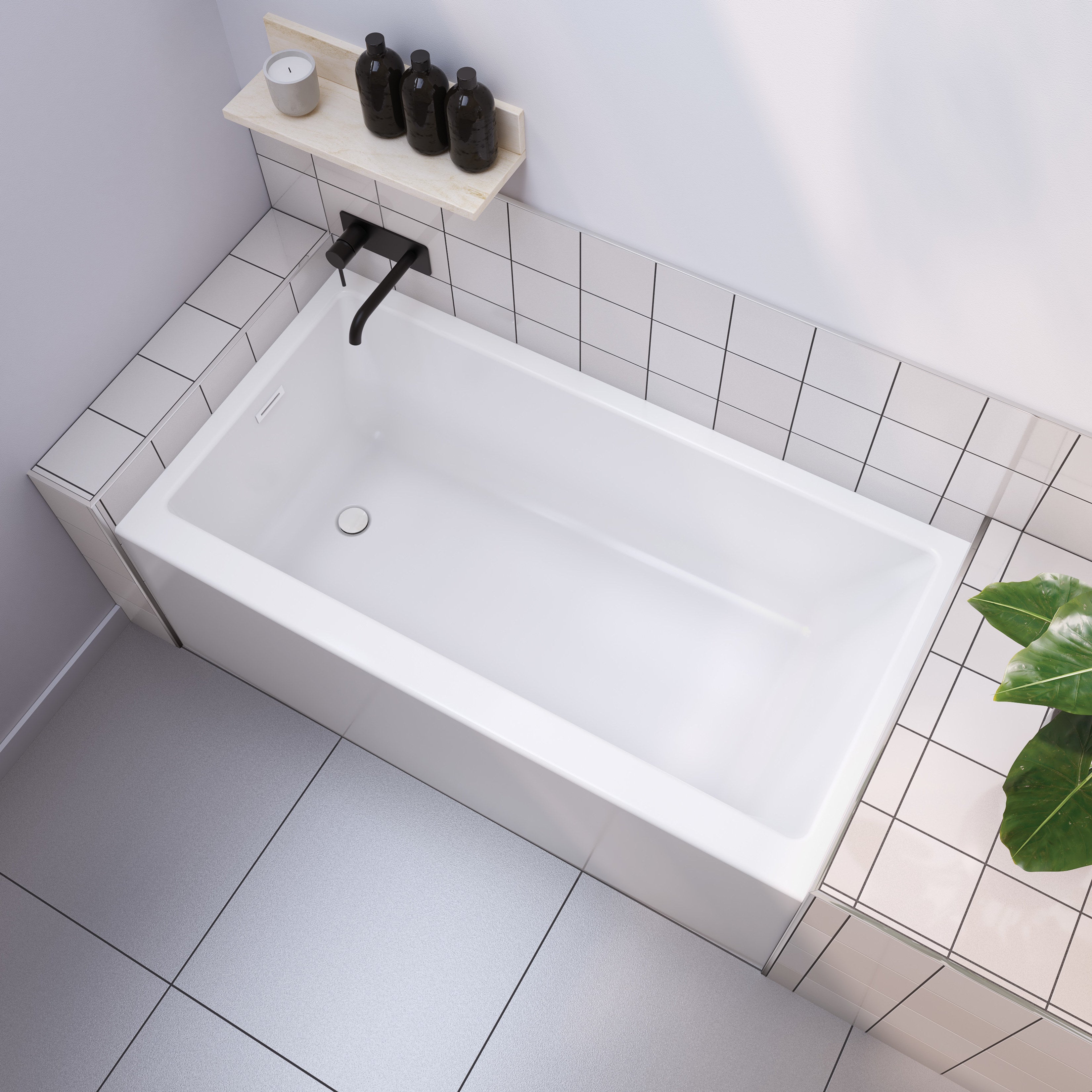 Maax Bosca 6030 IFS AFR Acrylic Alcove Bathtub with Linear Overflow